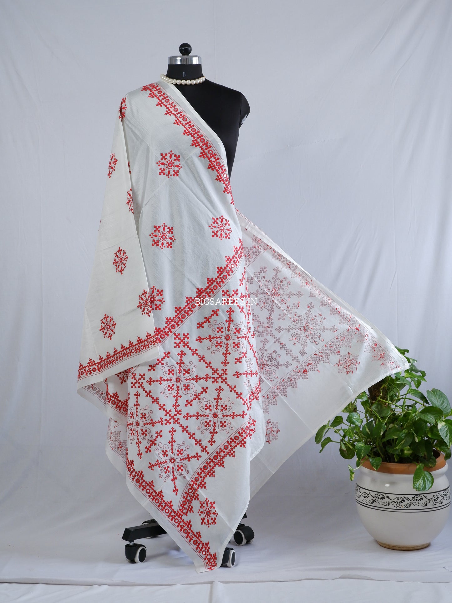 Kutchi Work Dupatta | Blended Banglore Silk Dupatta | White