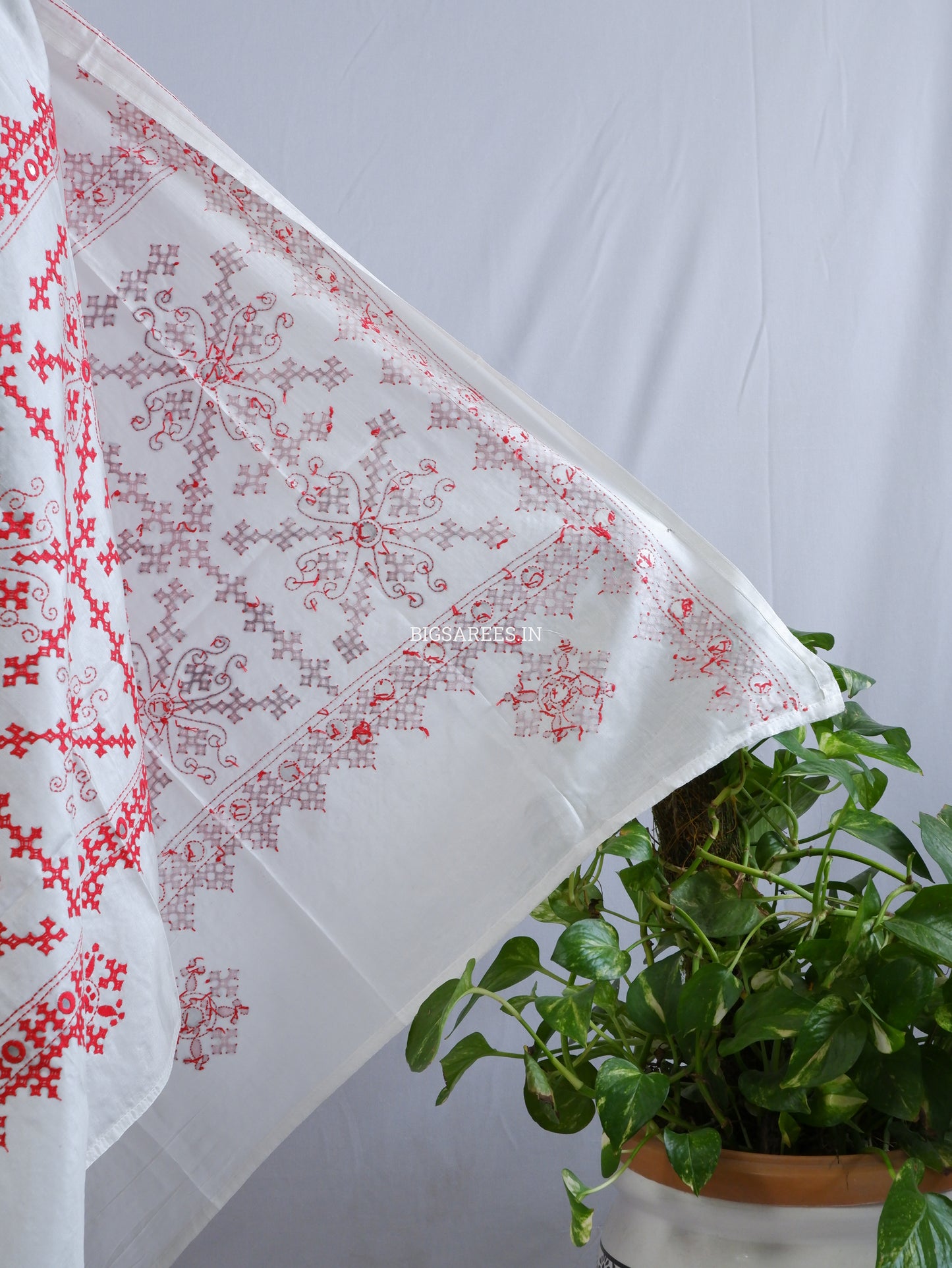 Kutchi Work Dupatta | Blended Banglore Silk Dupatta | White