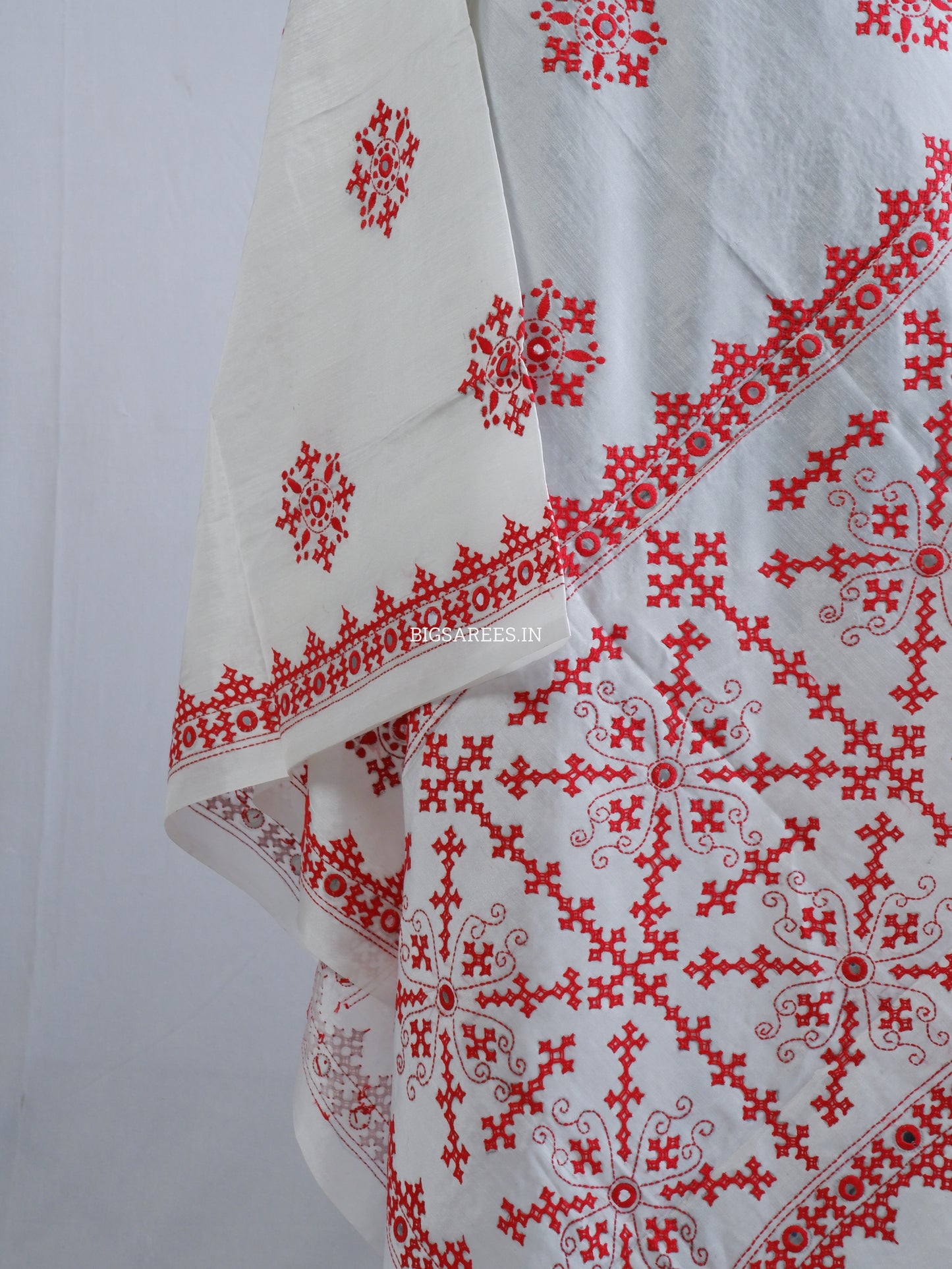 Kutchi Work Dupatta | Blended Banglore Silk Dupatta | White