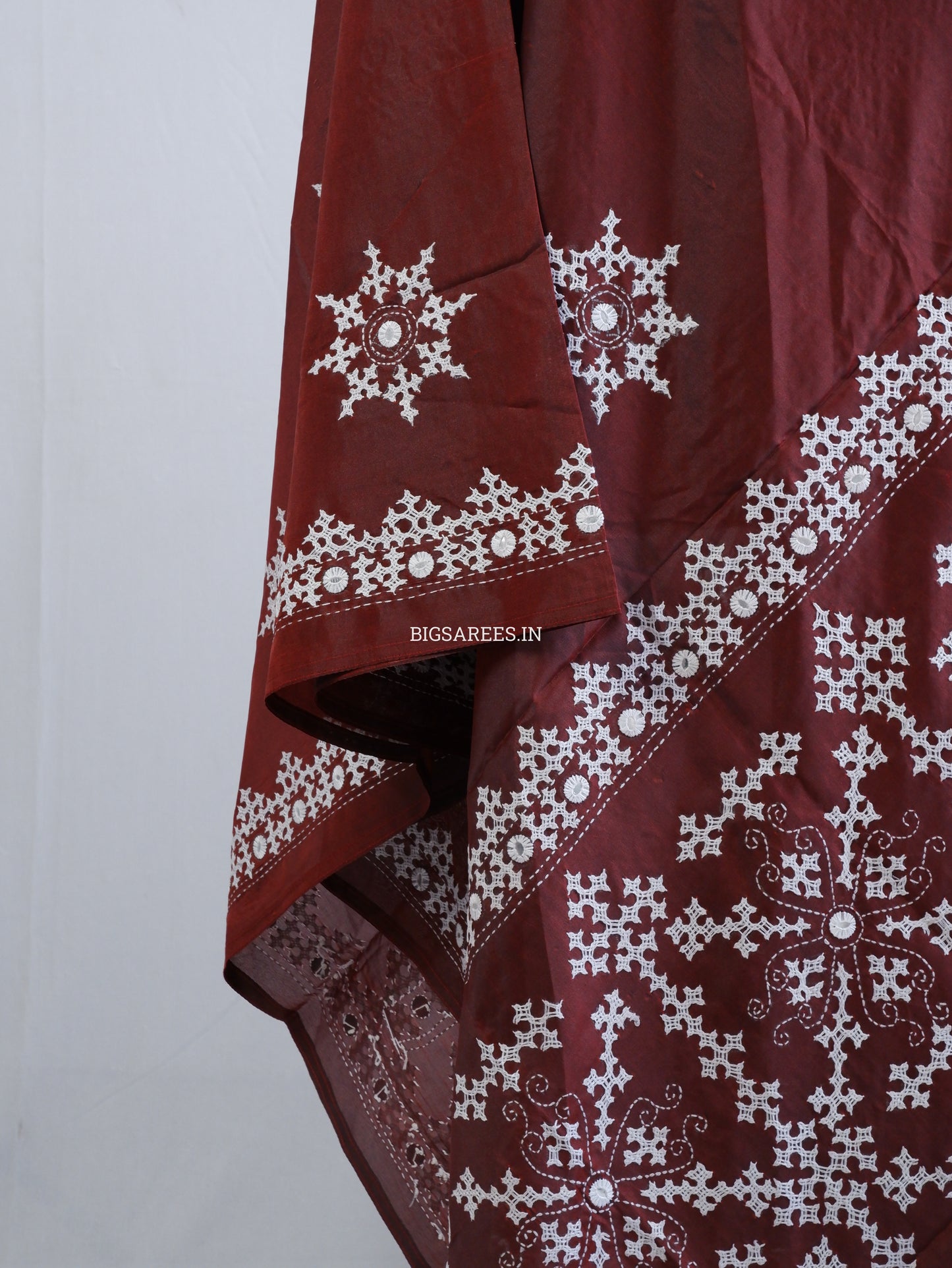 Kutchi Work Dupatta | Blended Banglore Silk Dupatta | Maroon