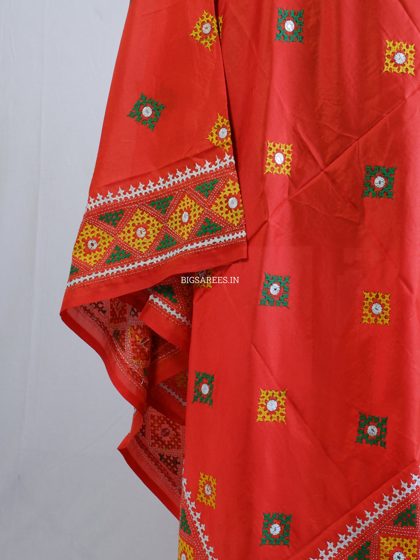 Kutchi Work Dupatta | Blended Banglore Silk Dupatta | Red