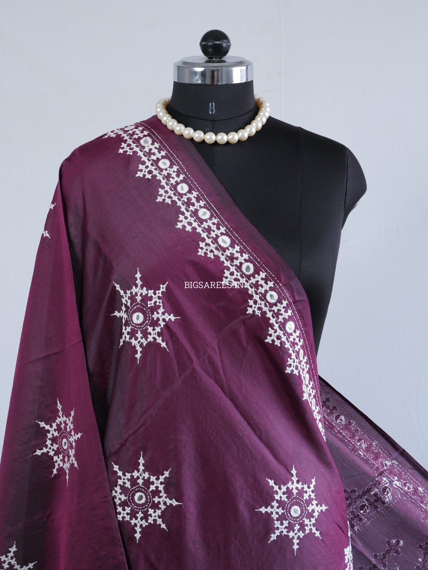 Kutchi Work Dupatta | Blended Banglore Silk Dupatta | Purple