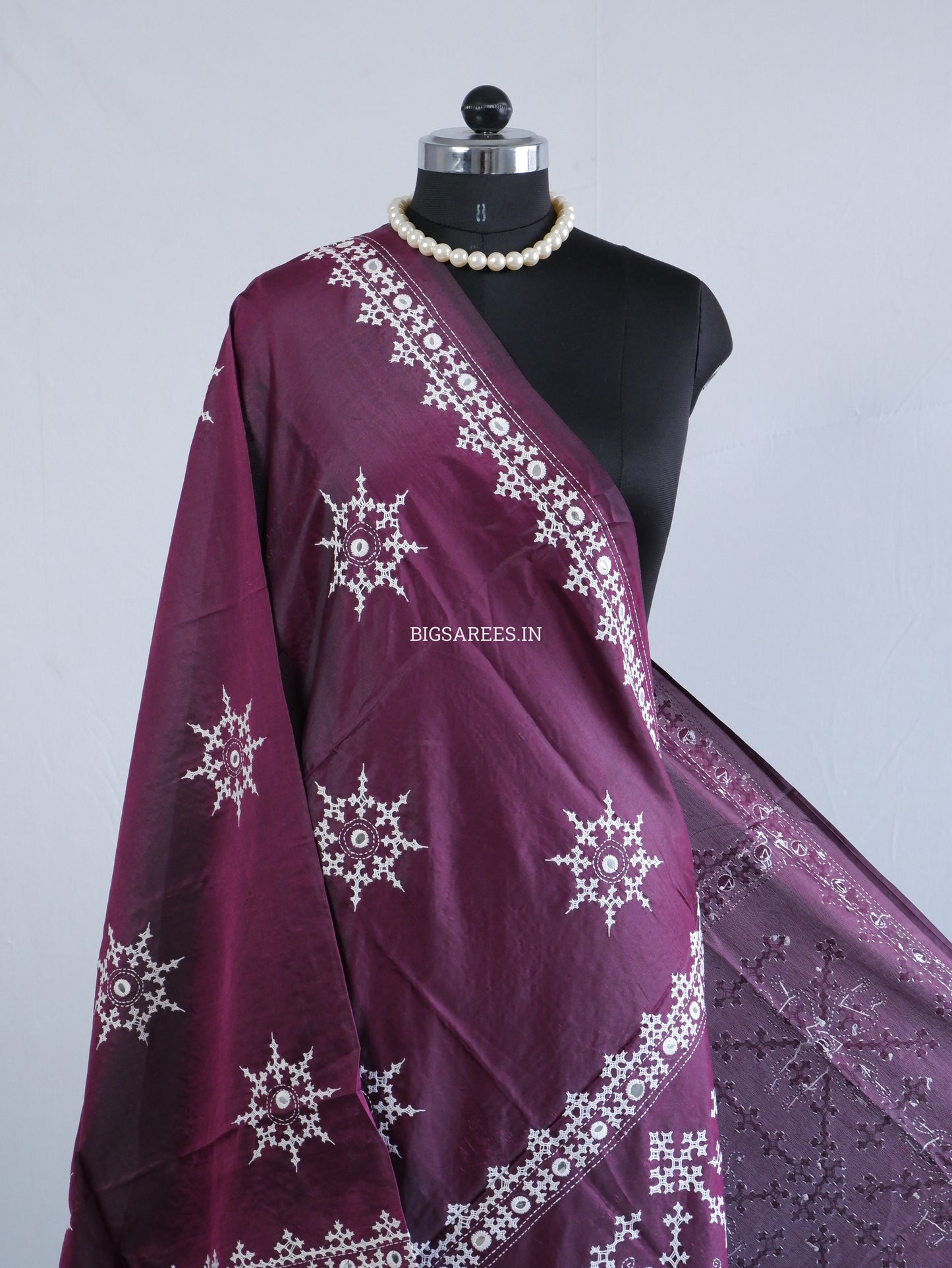 Kutchi Work Dupatta | Blended Banglore Silk Dupatta | Purple
