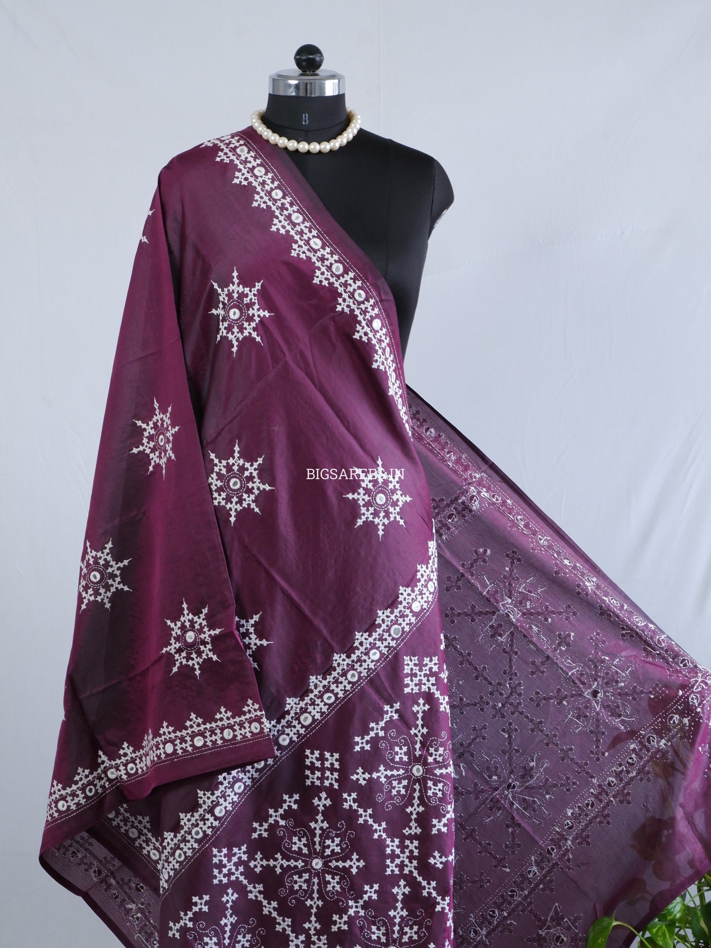 Kutchi Work Dupatta | Blended Banglore Silk Dupatta | Purple
