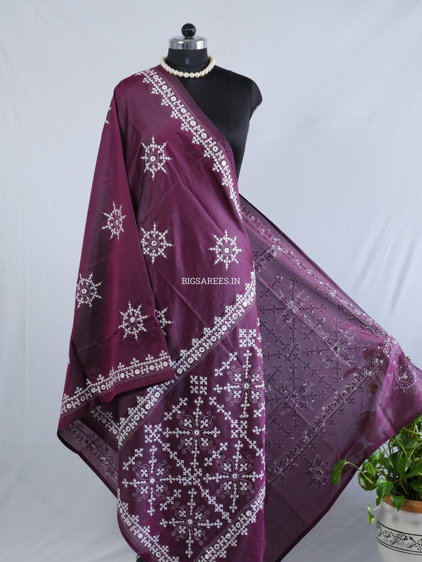 Kutchi Work Dupatta | Blended Banglore Silk Dupatta | Purple