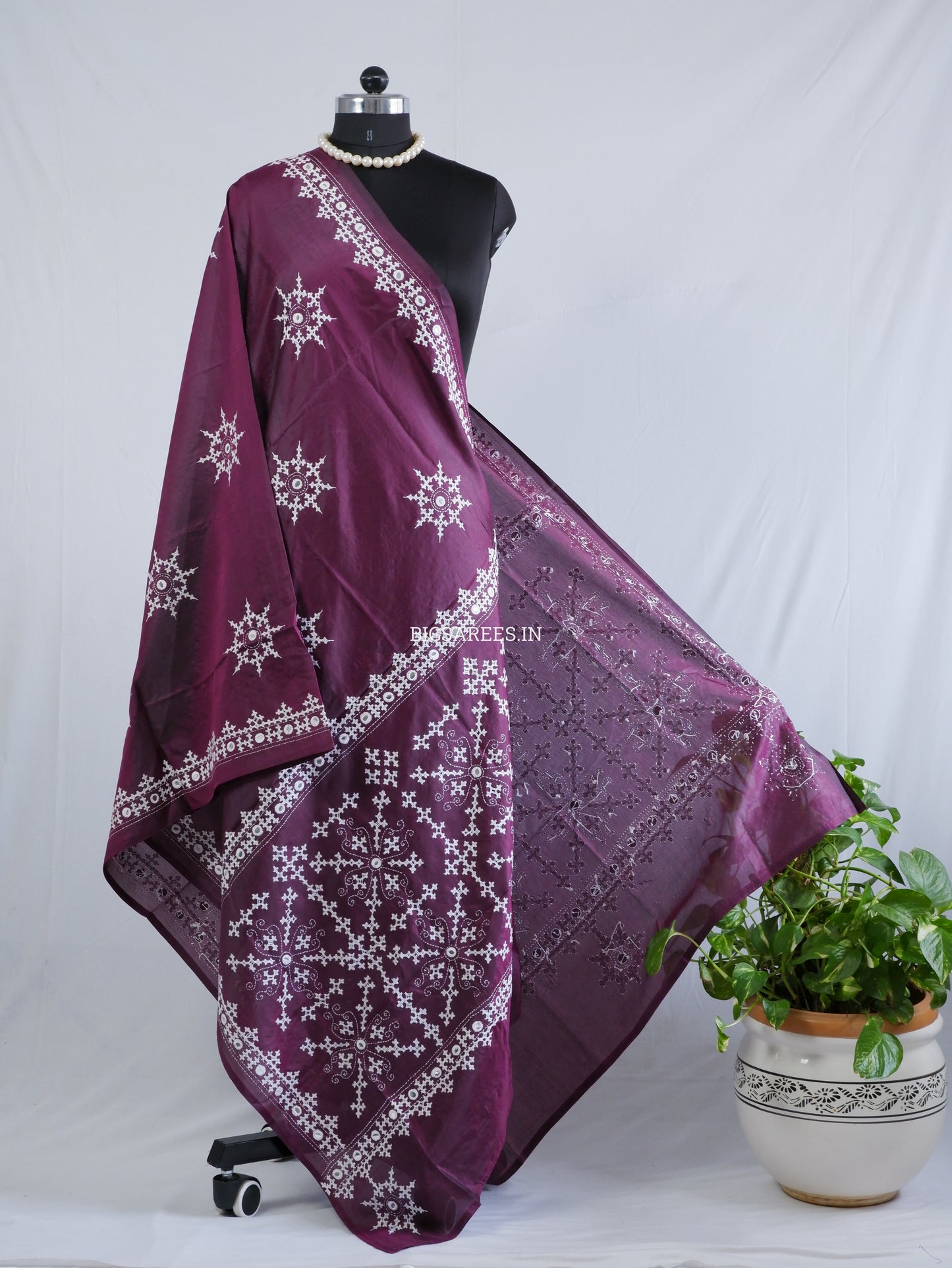 Kutchi Work Dupatta | Blended Banglore Silk Dupatta | Purple