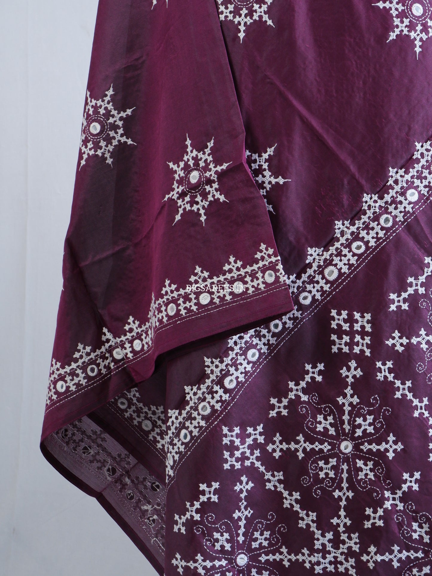 Kutchi Work Dupatta | Blended Banglore Silk Dupatta | Purple