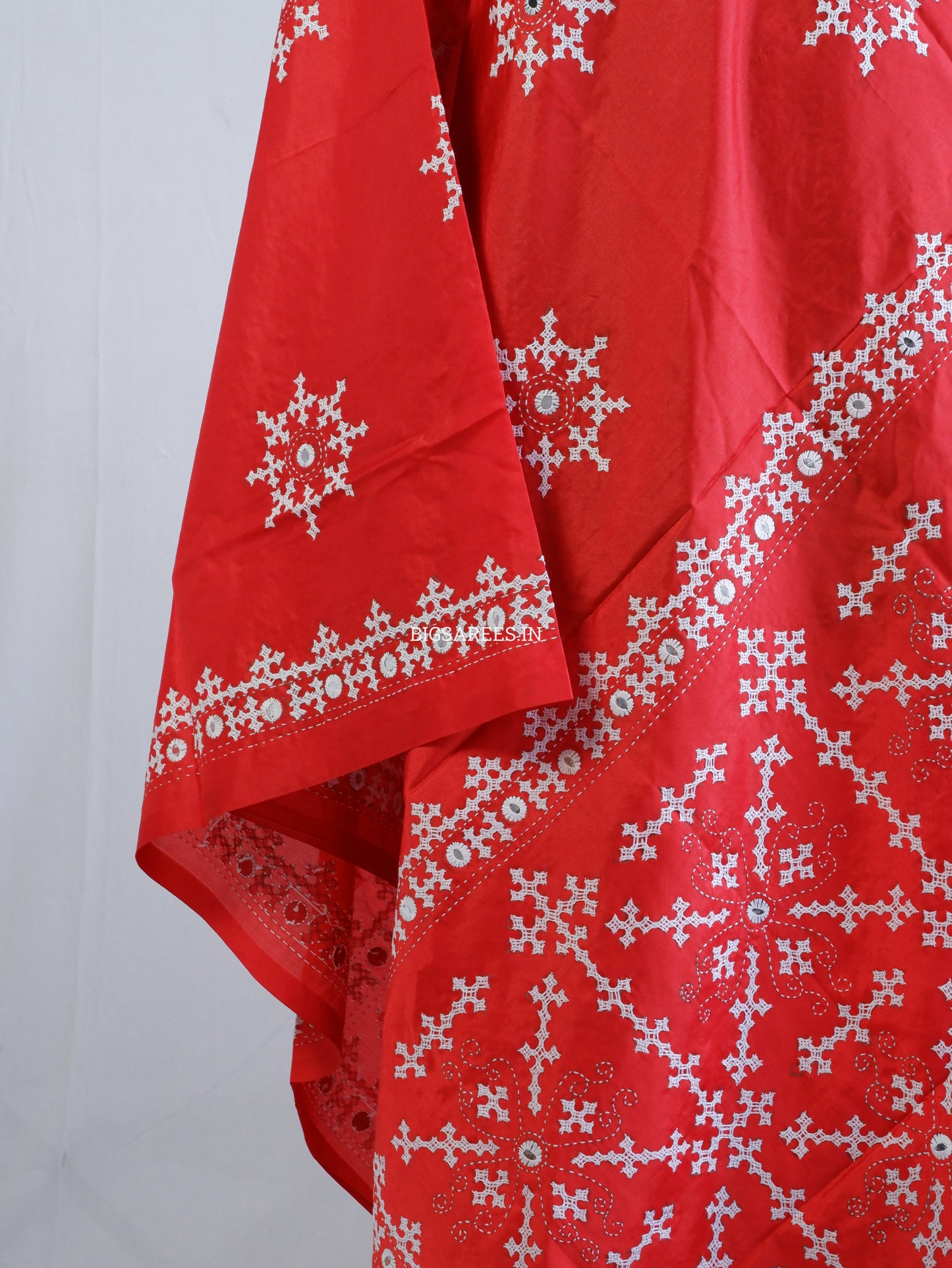 Kutchi Work Dupatta | Blended Banglore Silk Dupatta | Red