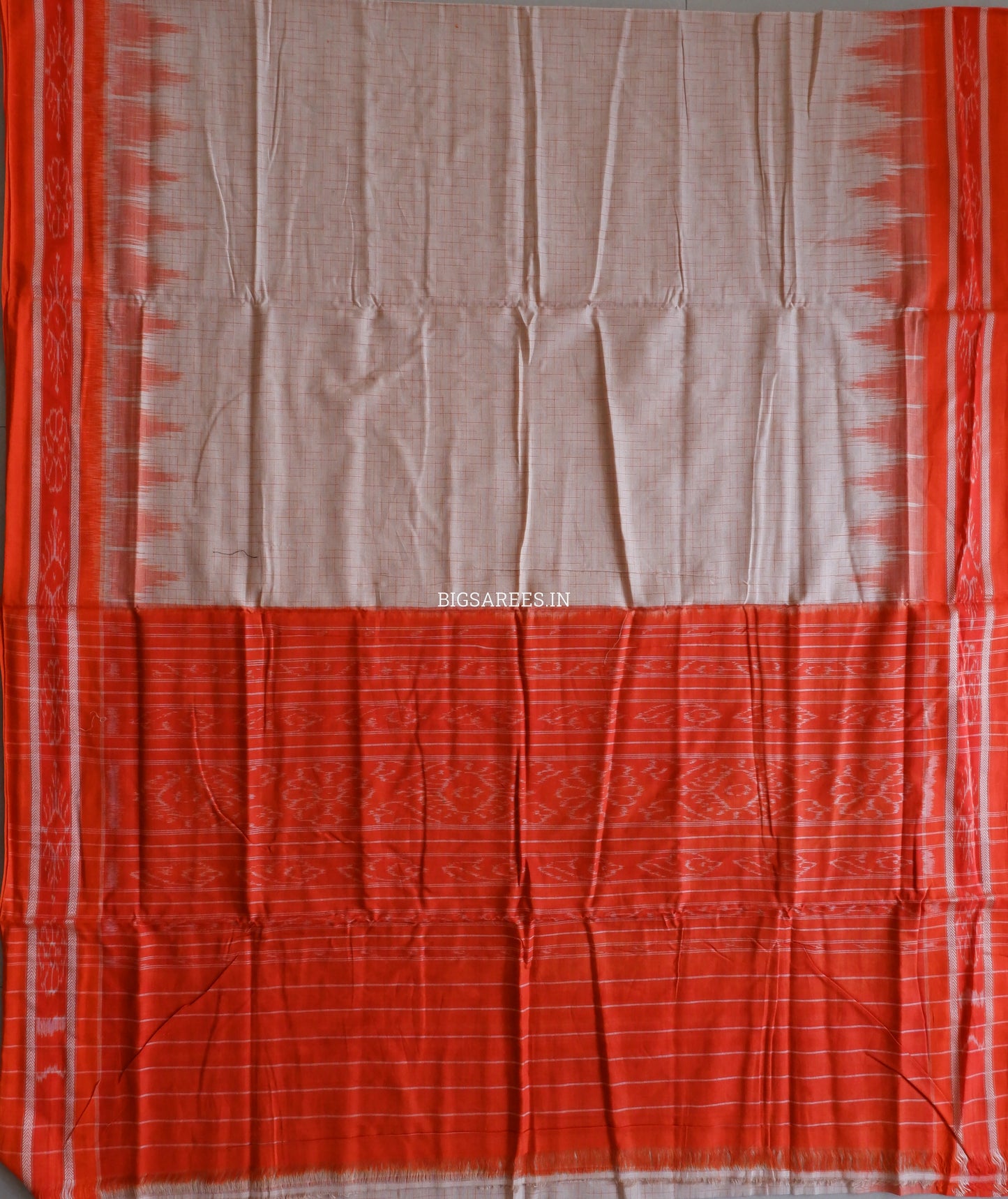 Sambalpuri Ikat Handwoven Saree | Cotton | Light Beige
