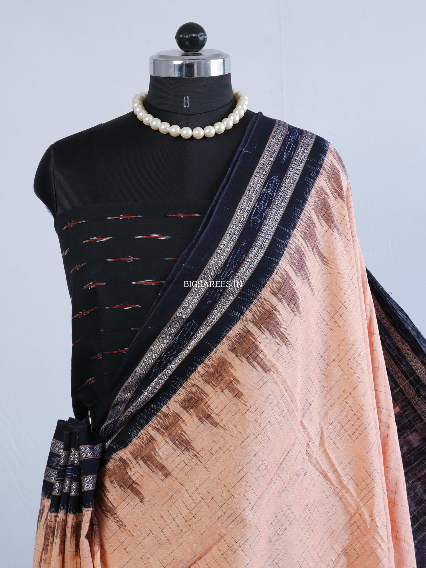 Sambalpuri Ikat Handwoven Saree | Cotton | Pale Orange
