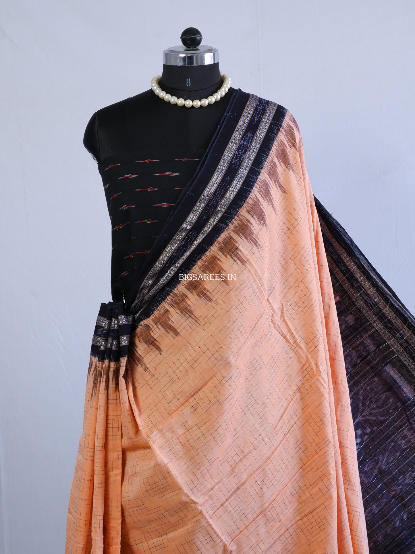 Sambalpuri Ikat Handwoven Saree | Cotton | Pale Orange