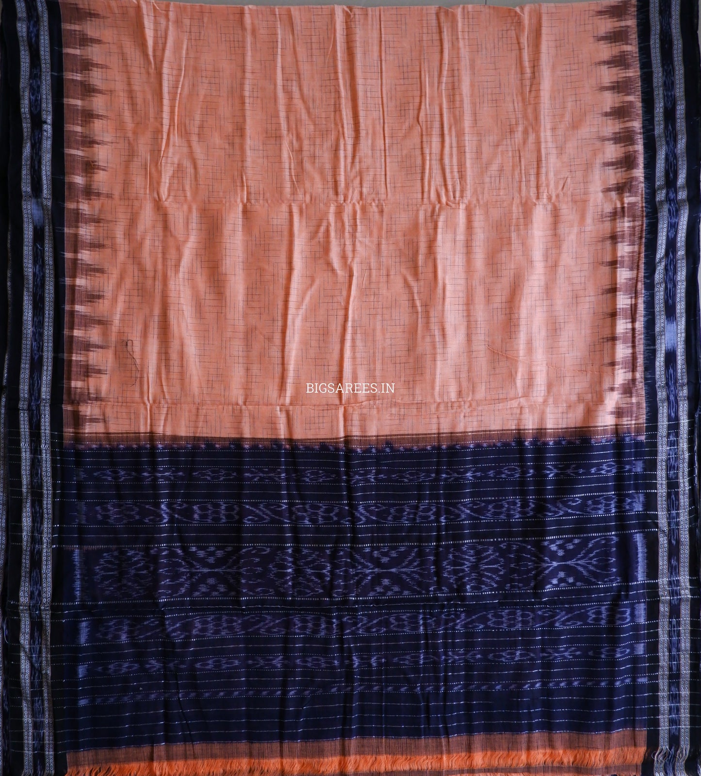 Sambalpuri Ikat Handwoven Saree | Cotton | Pale Orange