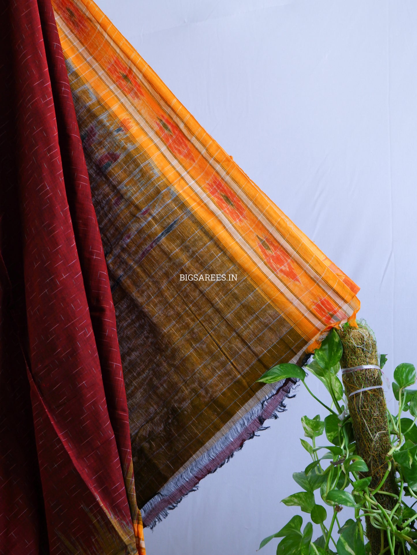 Sambalpuri Ikat Handwoven Saree | Cotton | Maroon