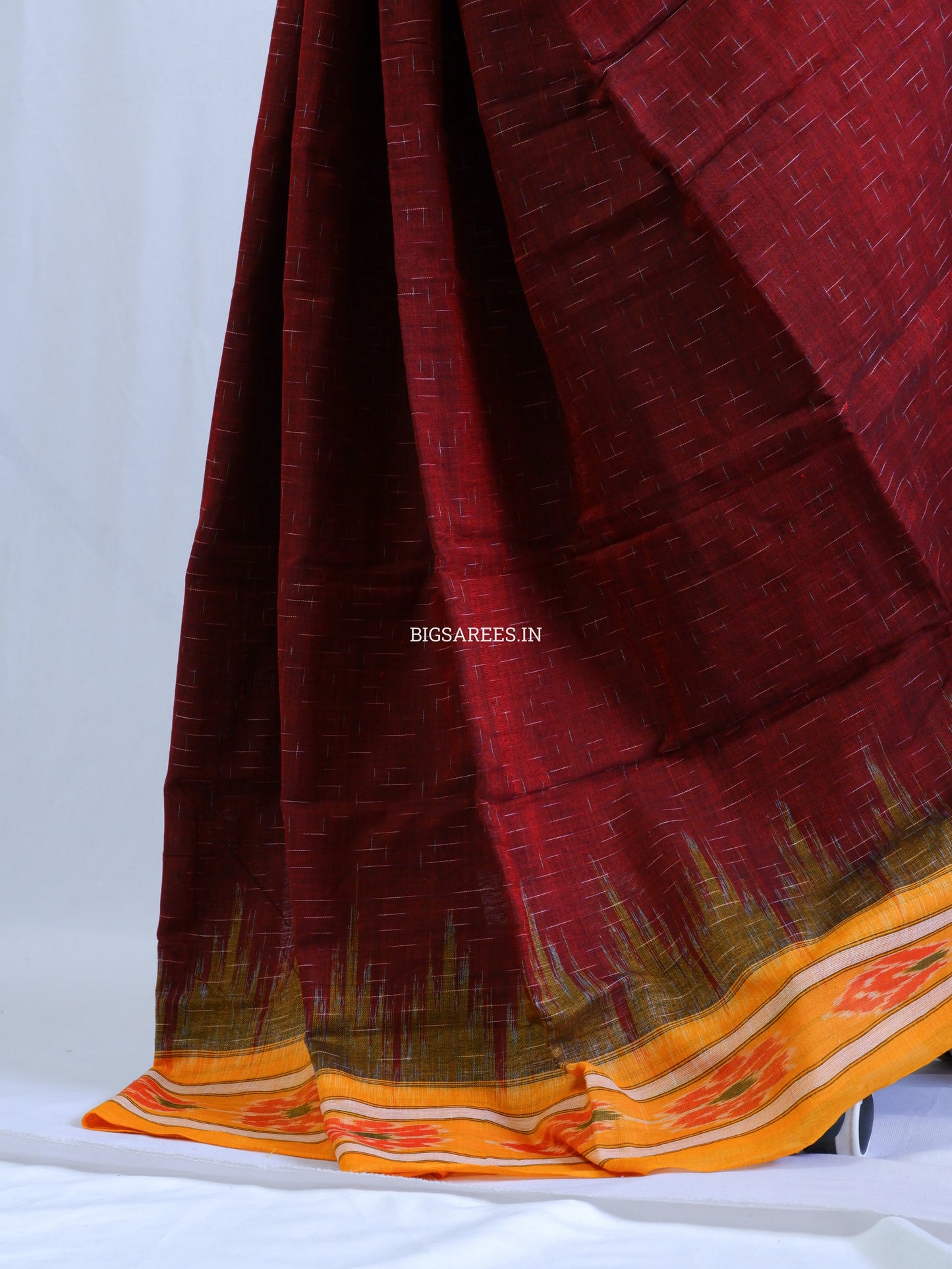 Sambalpuri Ikat Handwoven Saree | Cotton | Maroon