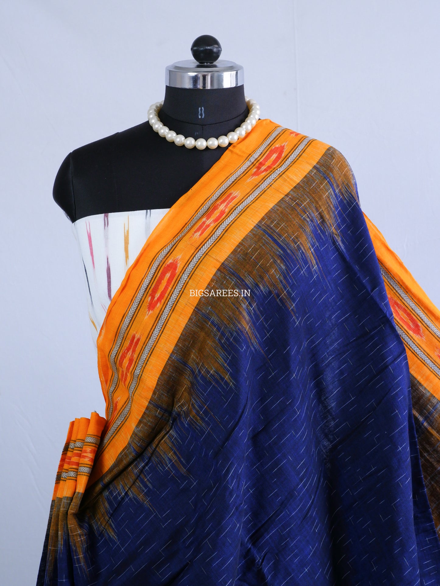 Sambalpuri Ikat Handwoven Saree | Cotton | Dark Blue