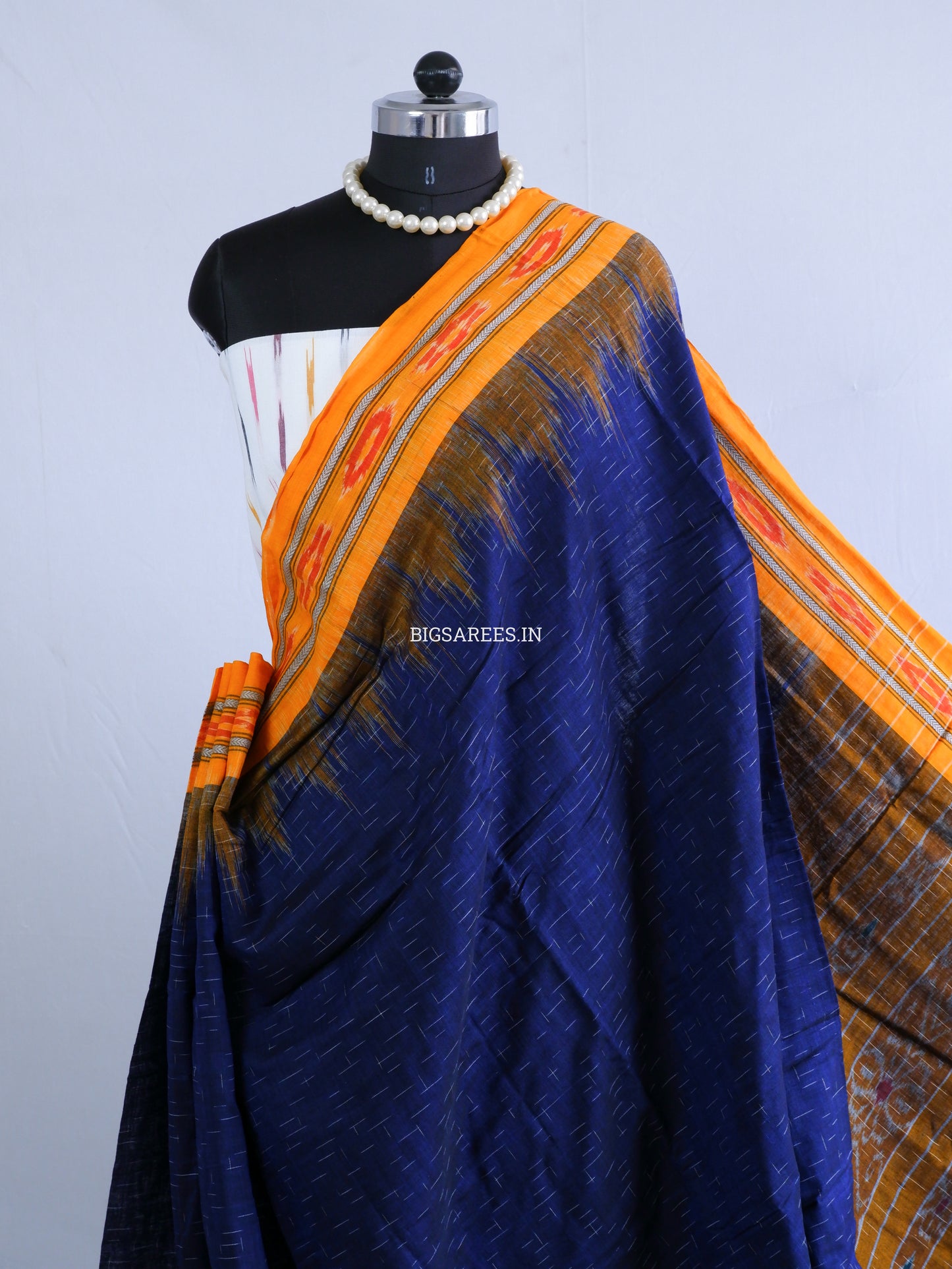 Sambalpuri Ikat Handwoven Saree | Cotton | Dark Blue