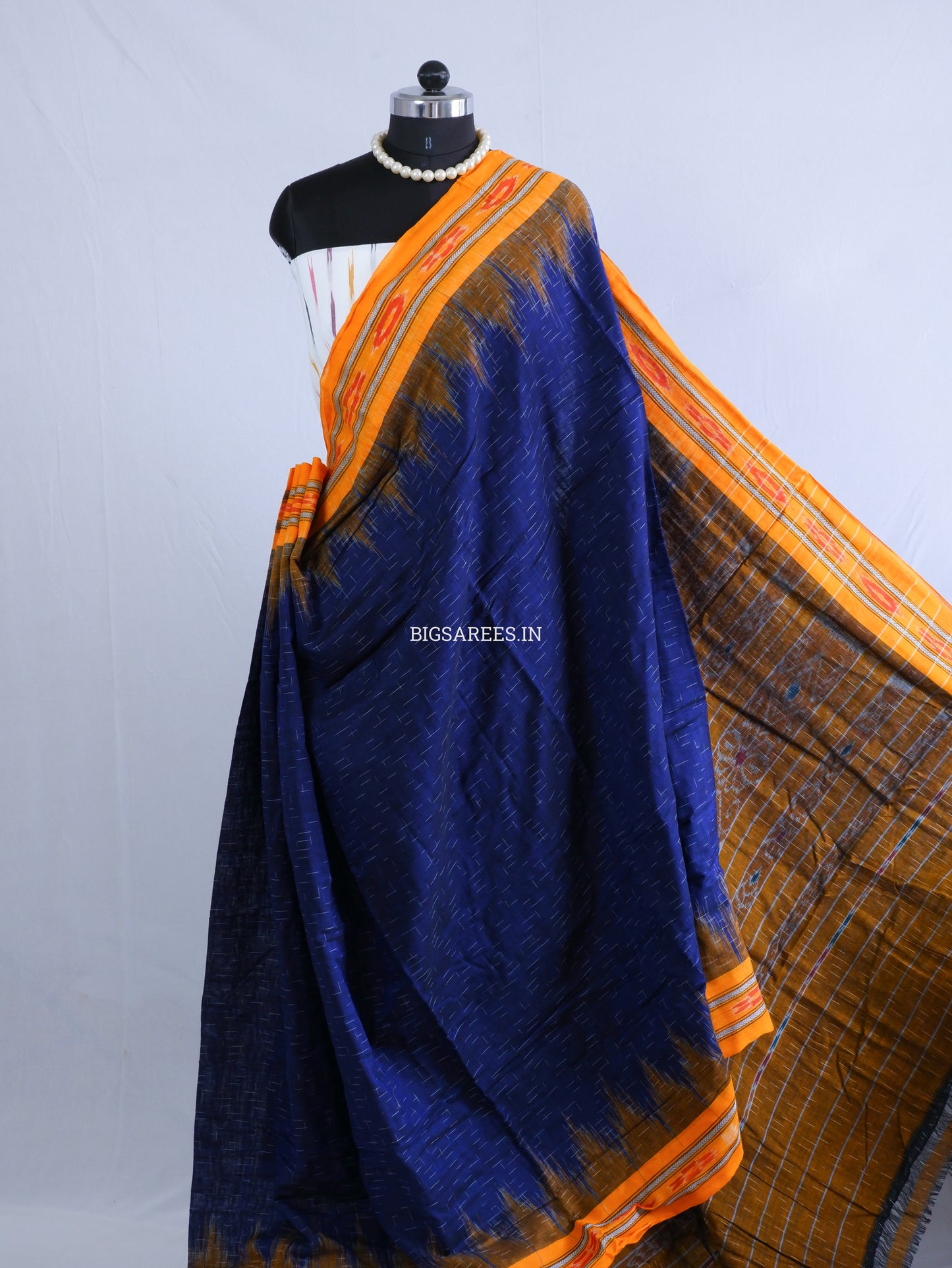 Sambalpuri Ikat Handwoven Saree | Cotton | Dark Blue