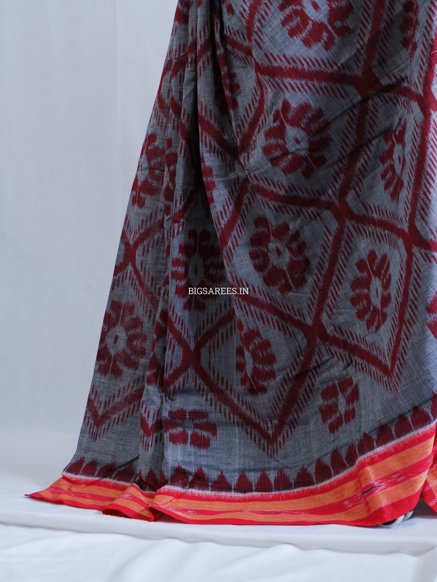 Sambalpuri Ikat Handwoven Saree | Cotton | Grey