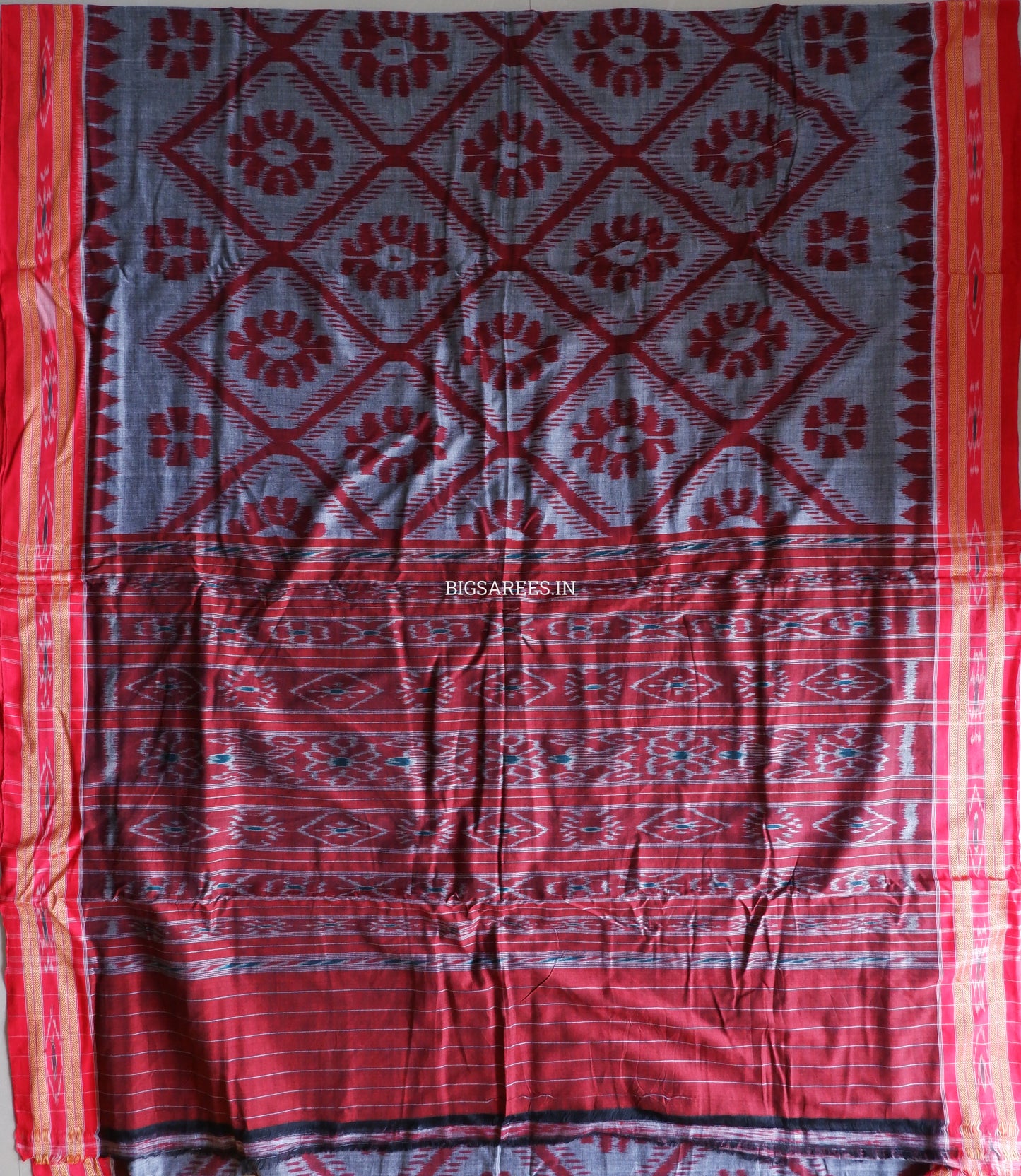 Sambalpuri Ikat Handwoven Saree | Cotton | Grey