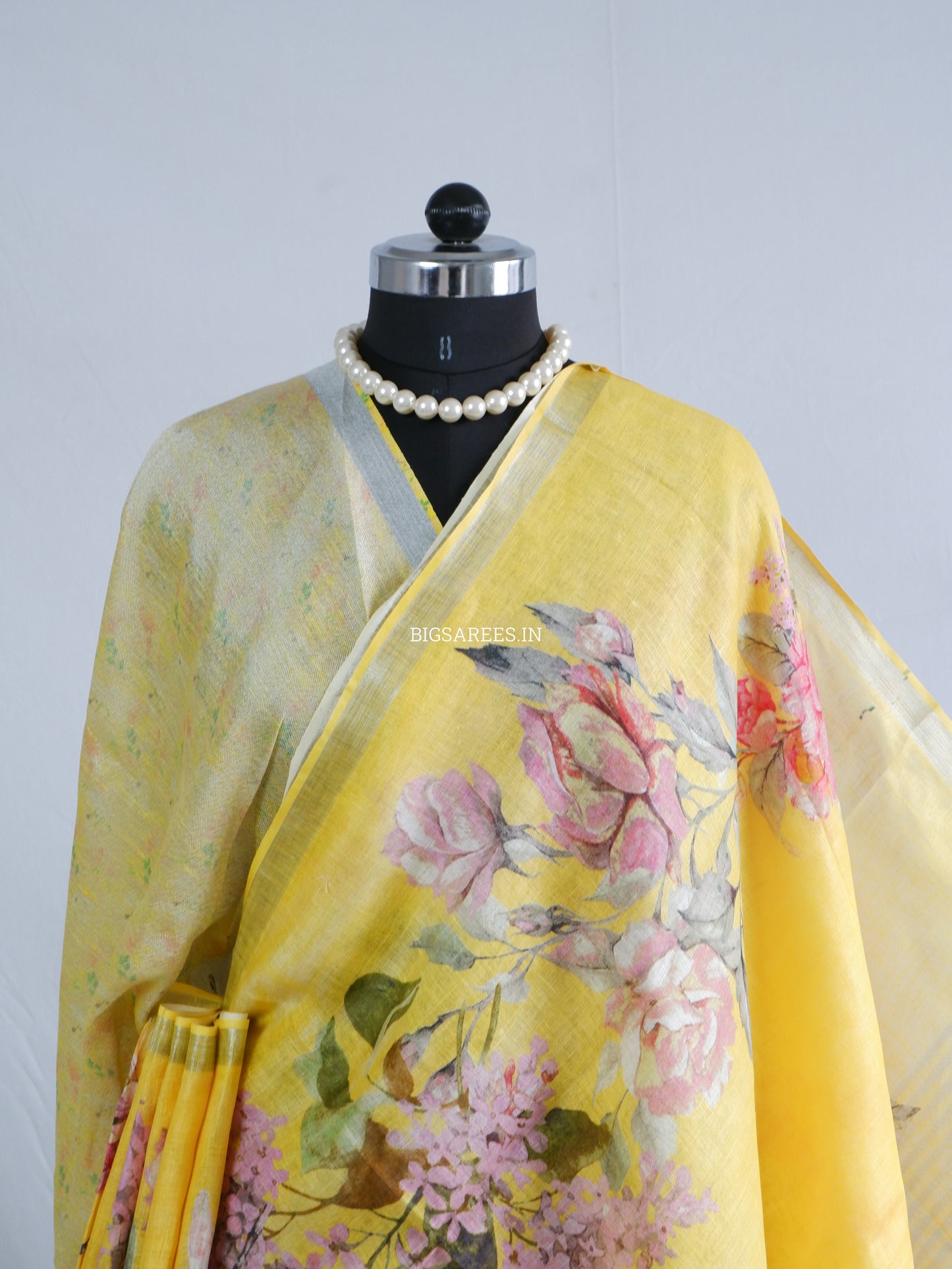 Digital Print Saree | Linen by Linen | Yellow