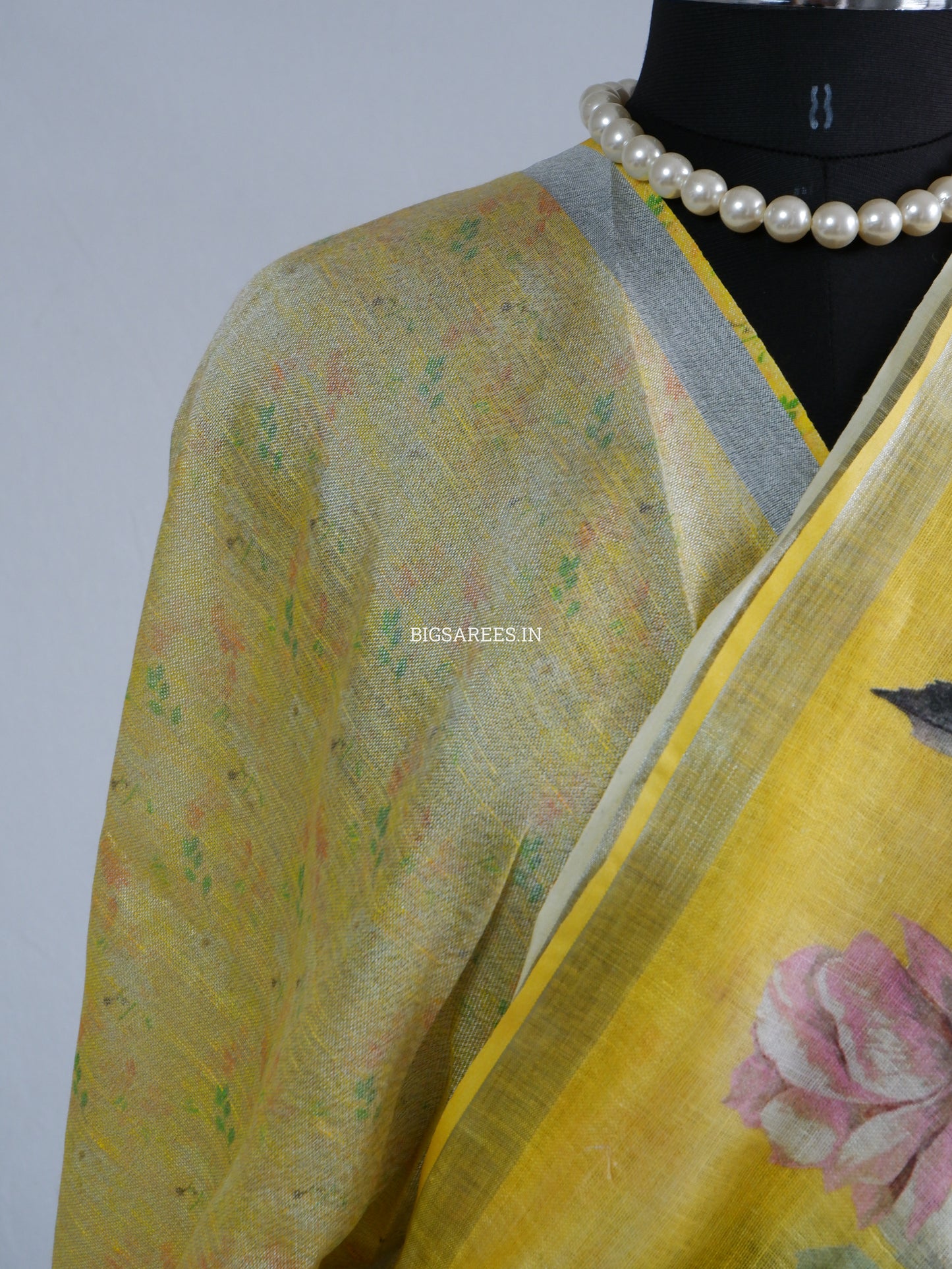 Digital Print Saree | Linen by Linen | Yellow