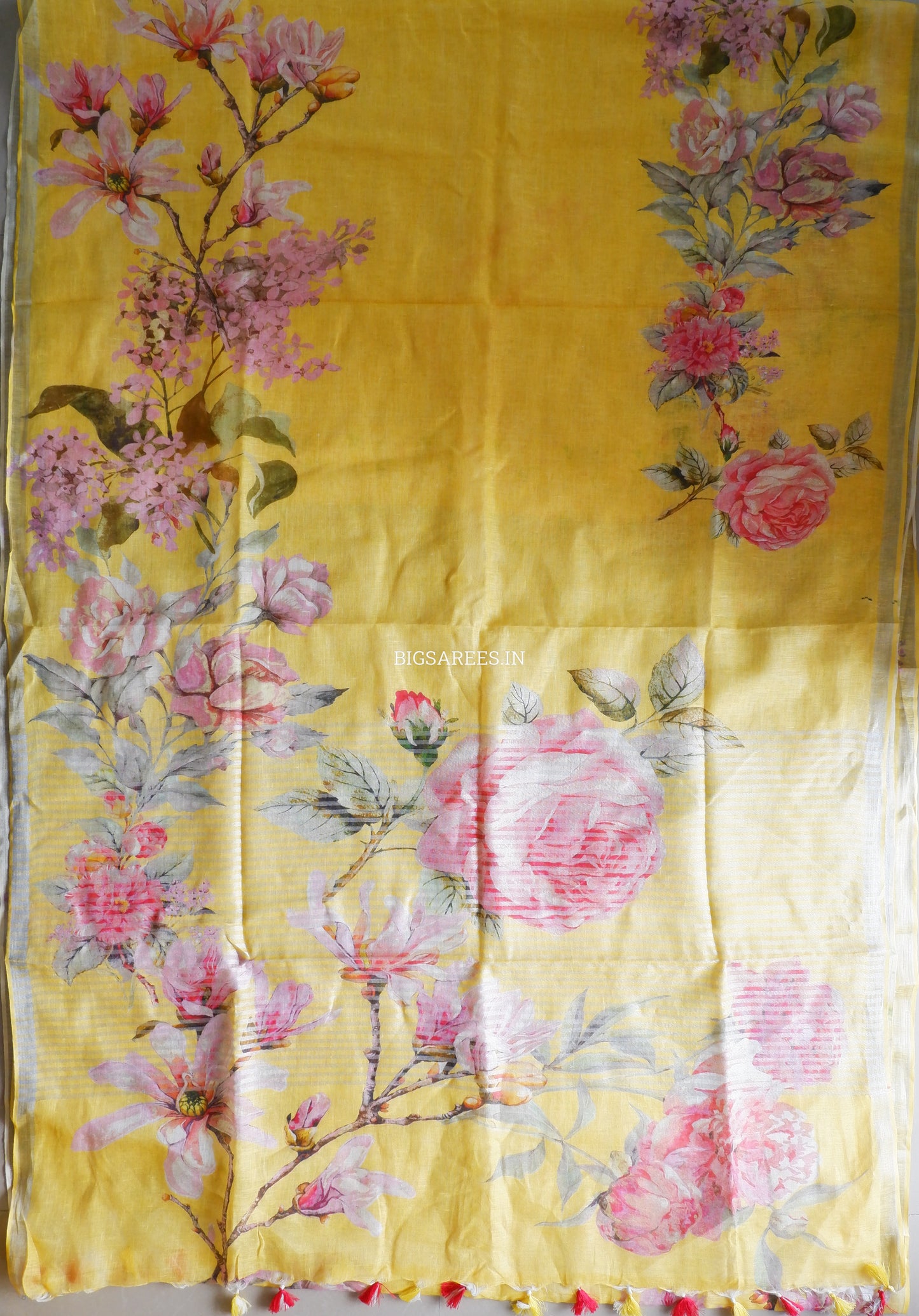 Digital Print Saree | Linen by Linen | Yellow