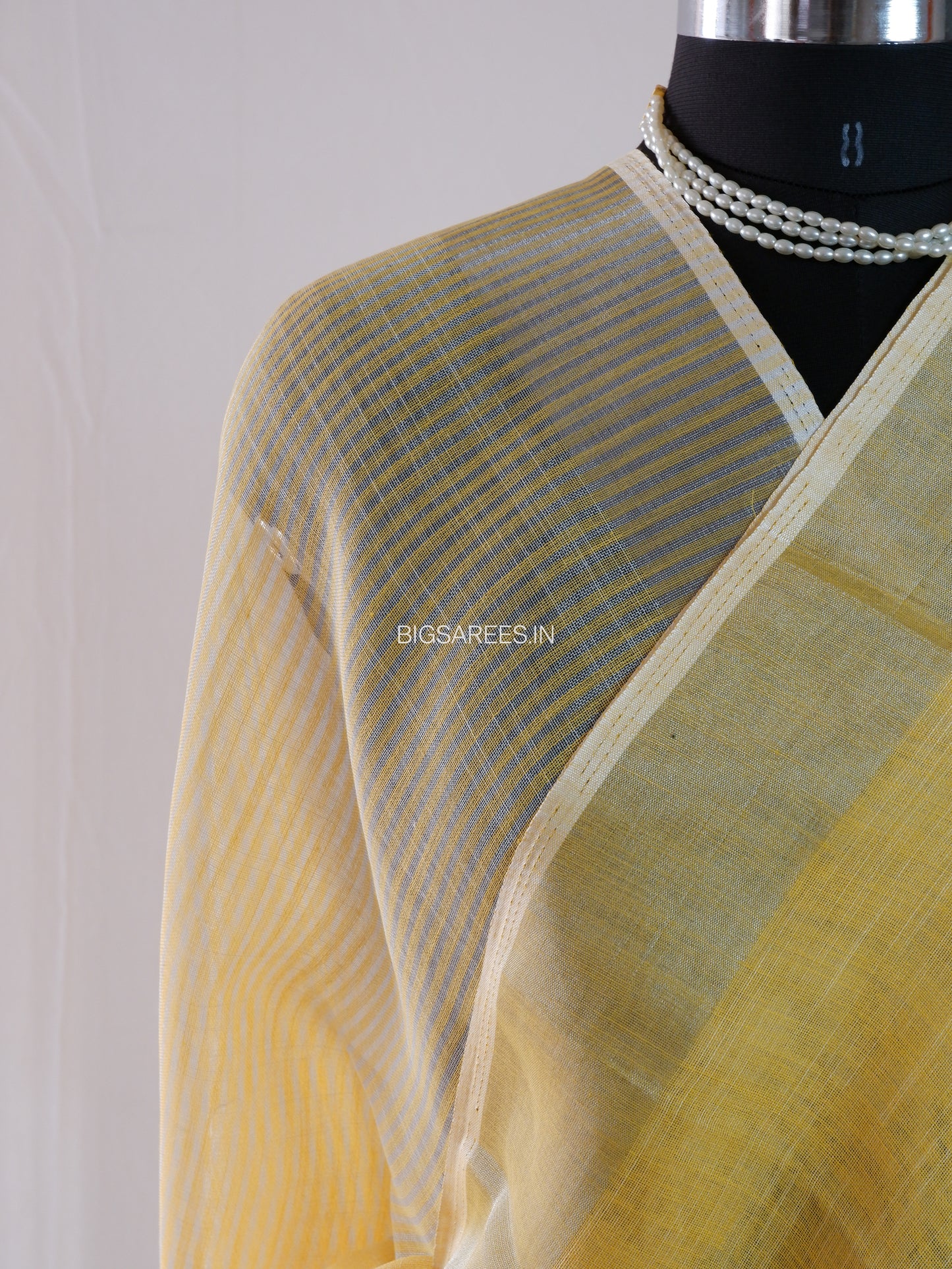 Bullion Knot Hand-Embroidered Saree | Cotton Linen | Yellow