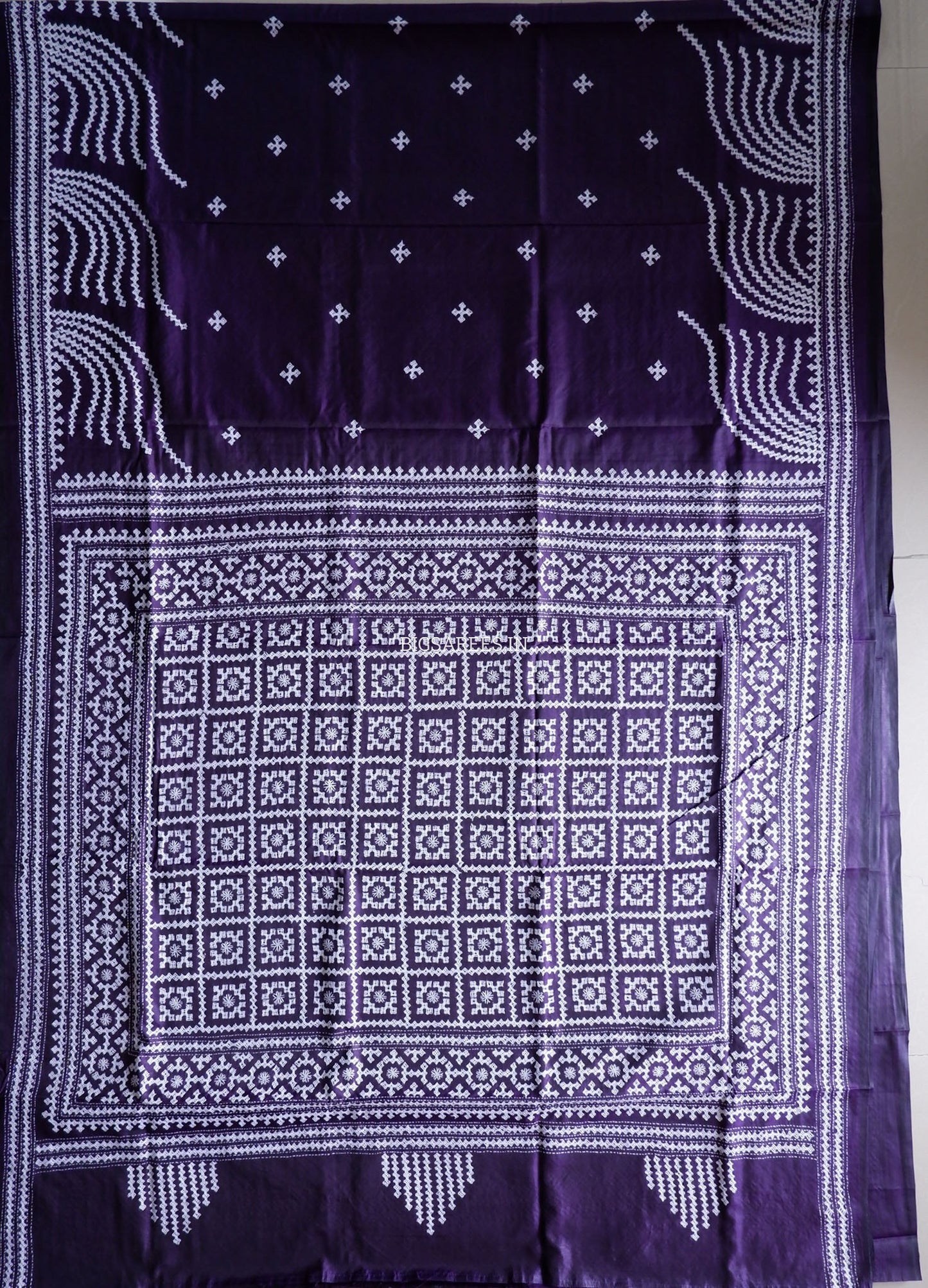 Kutchi/Gujarati Hand Embroidered Saree  | Blended Bangalore Silk / Art Silk | Purple