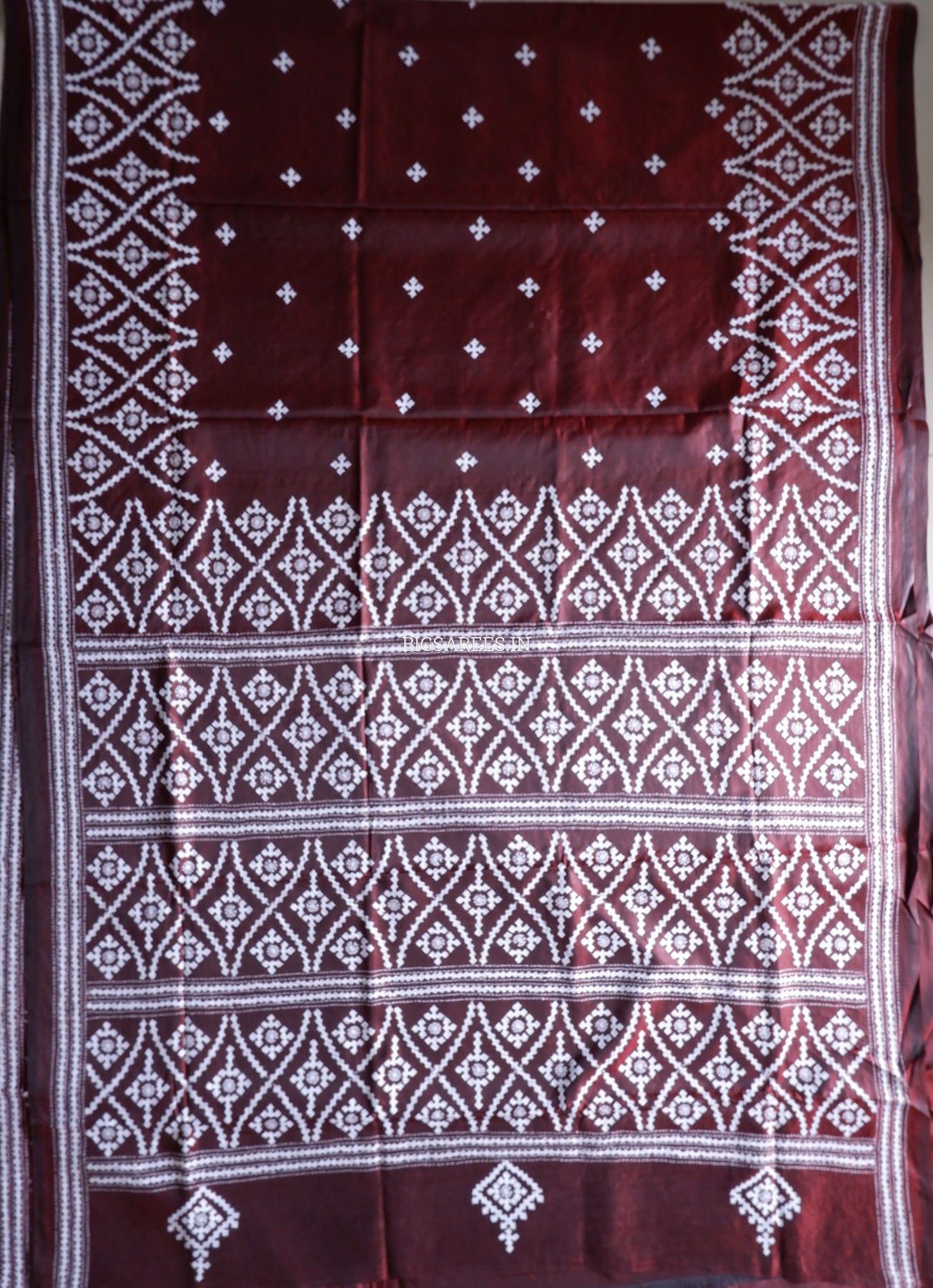 Kutchi/Gujarati Hand Embroidered Saree  | Blended Bangalore Silk / Art Silk | Maroon