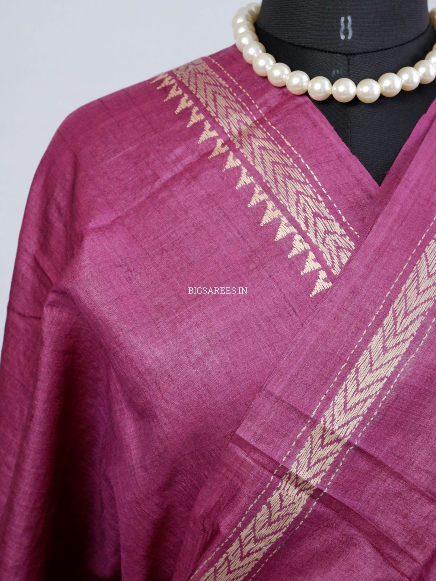 Kantha Stitch Hand Embroidered Saree | Pure Tussar Silk | Silk Mark Certified | Violet