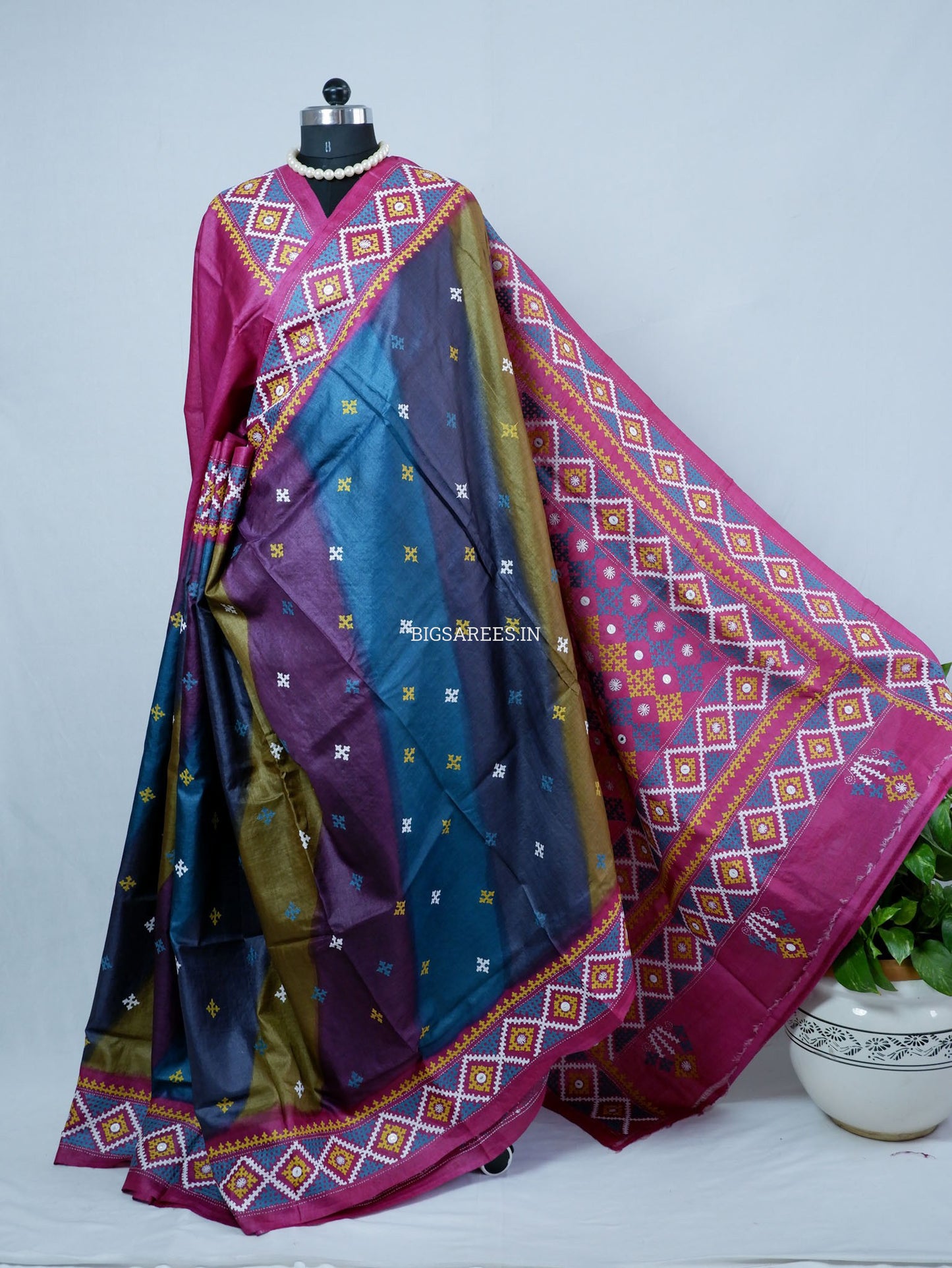 Kutchi Hand Embroidered Saree | Tassar Silk | Silk Marked | Multicolor