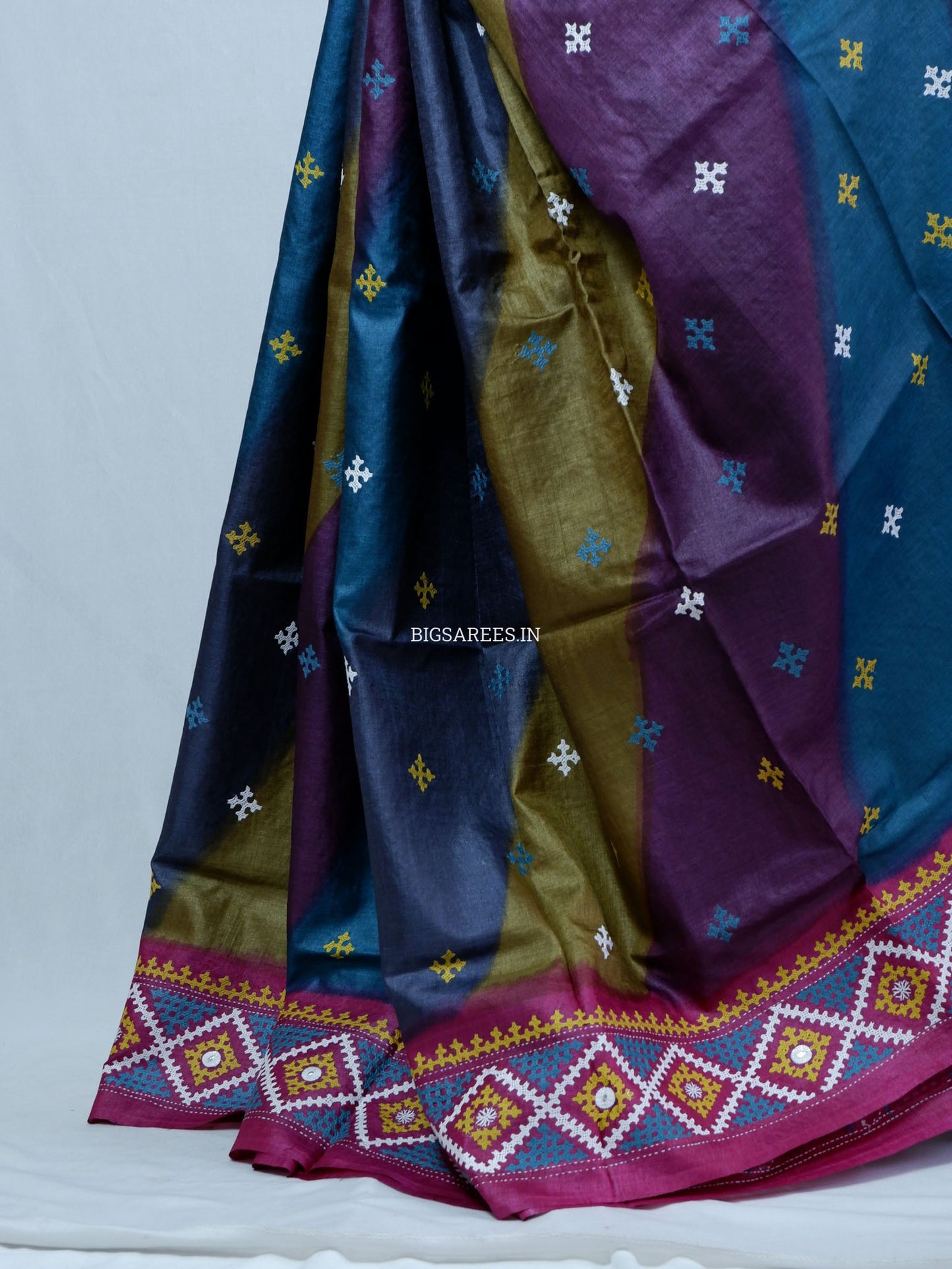 Kutchi Hand Embroidered Saree | Tassar Silk | Silk Marked | Multicolor