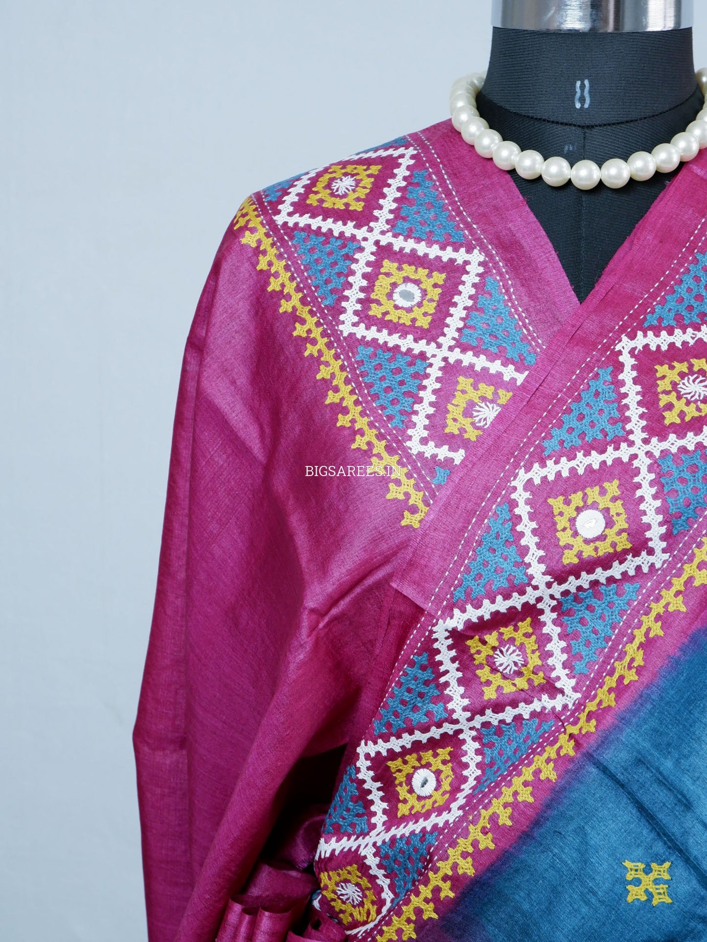 Kutchi Hand Embroidered Saree | Tassar Silk | Silk Marked | Multicolor