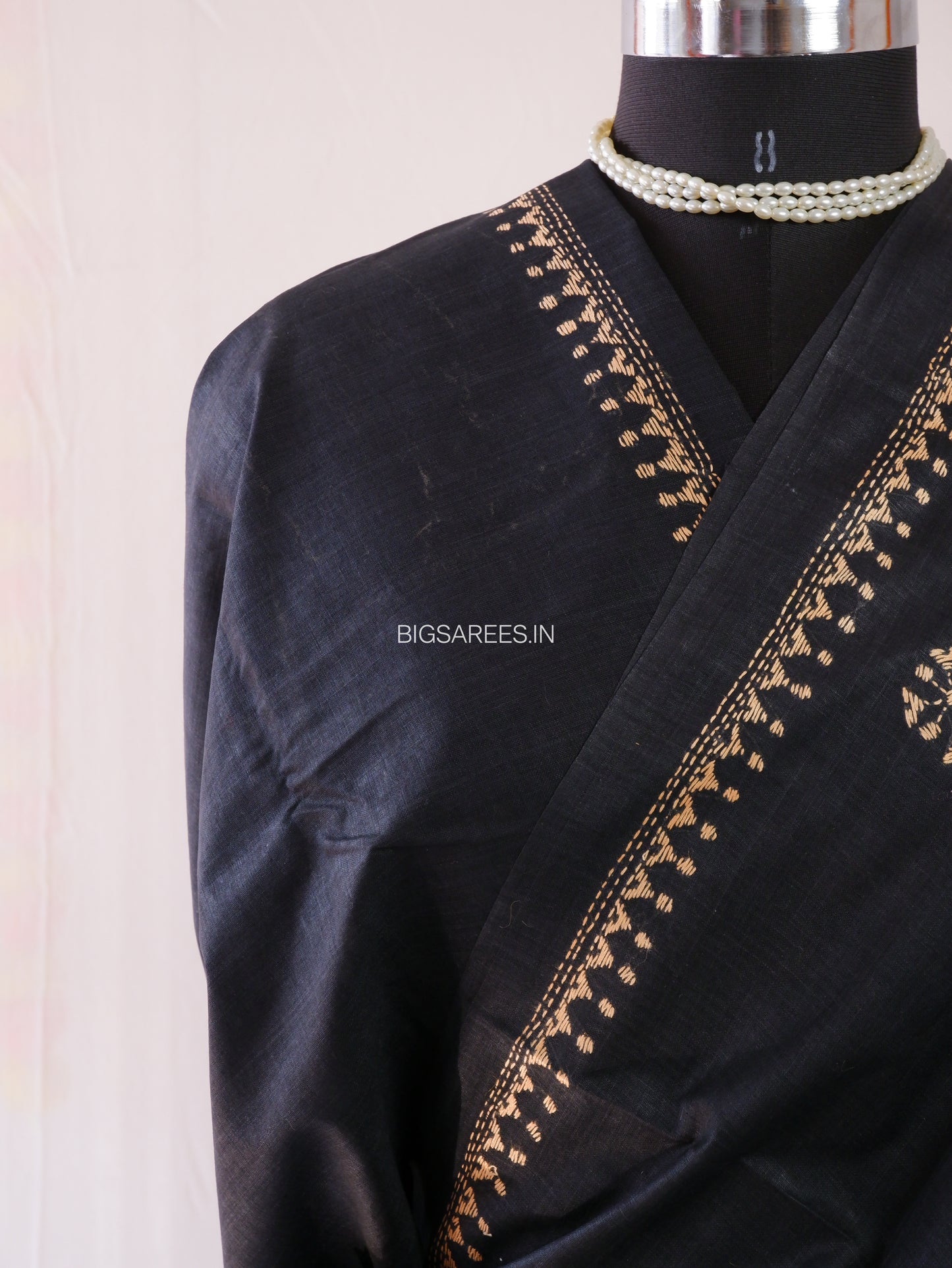 Kantha Hand-Embroidered Saree | Pure Cotton | Black