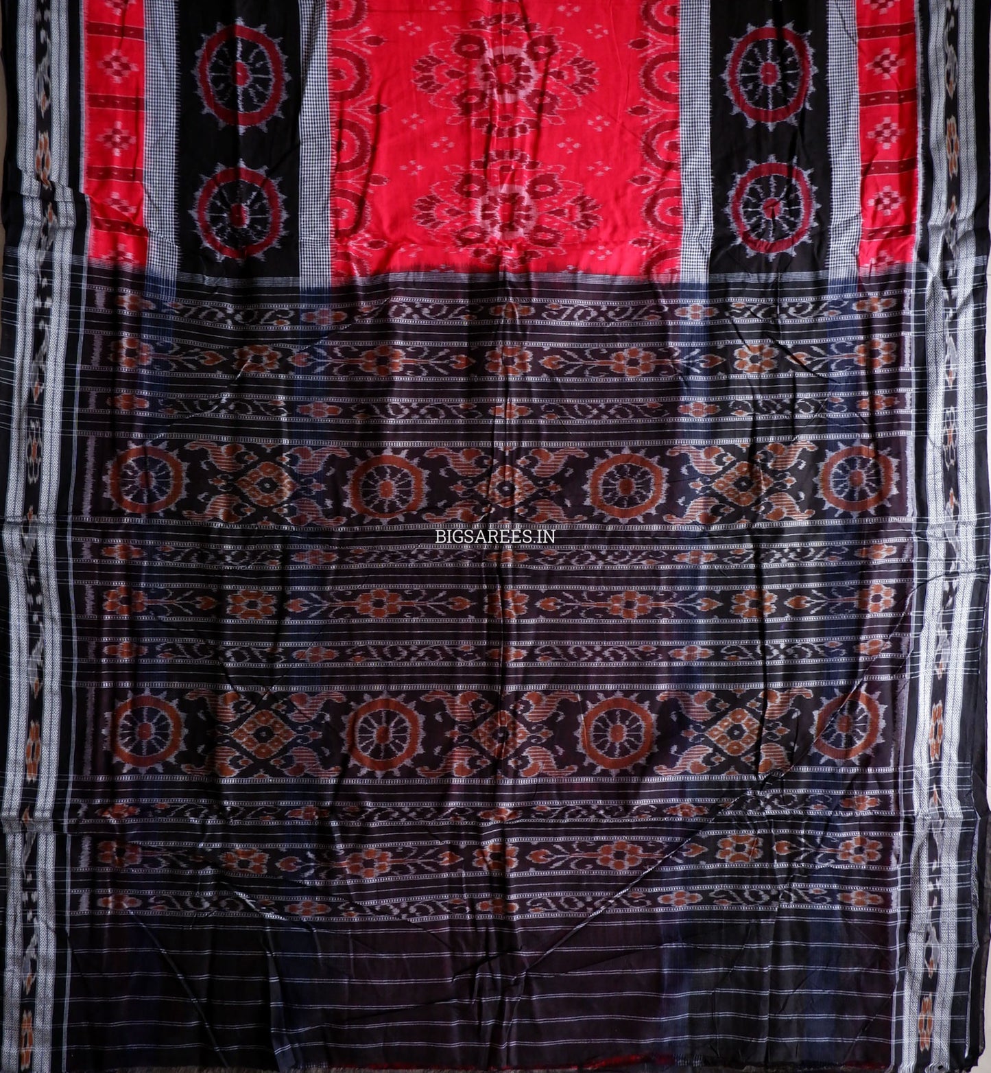 Sambalpuri Ikat Handwoven Saree | Cotton | Red/Black