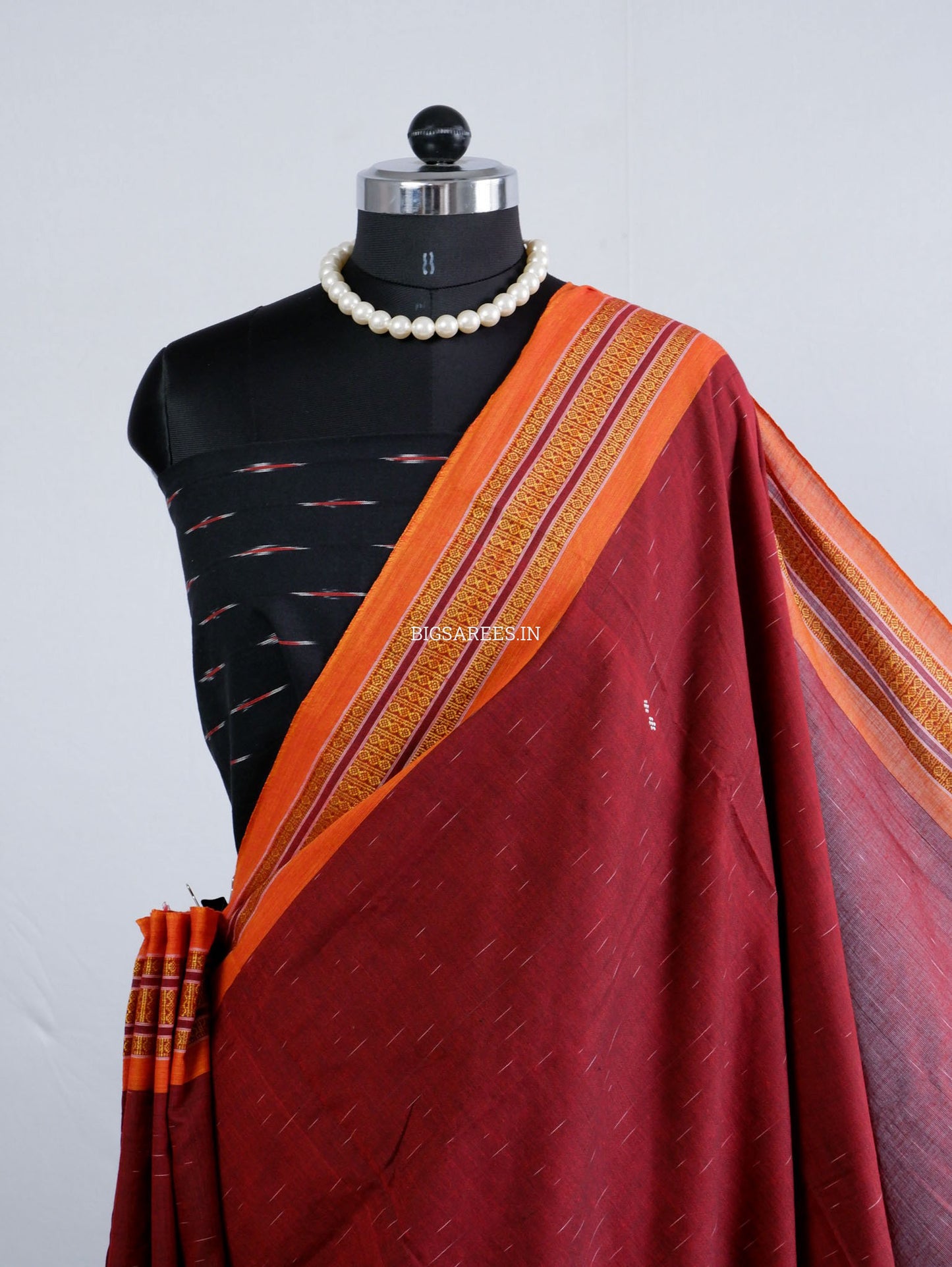 Sambalpuri Ikat Handwoven Saree | Cotton | Maroon
