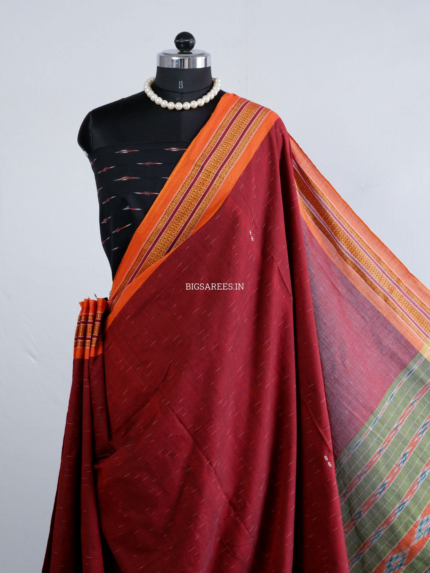 Sambalpuri Ikat Handwoven Saree | Cotton | Maroon