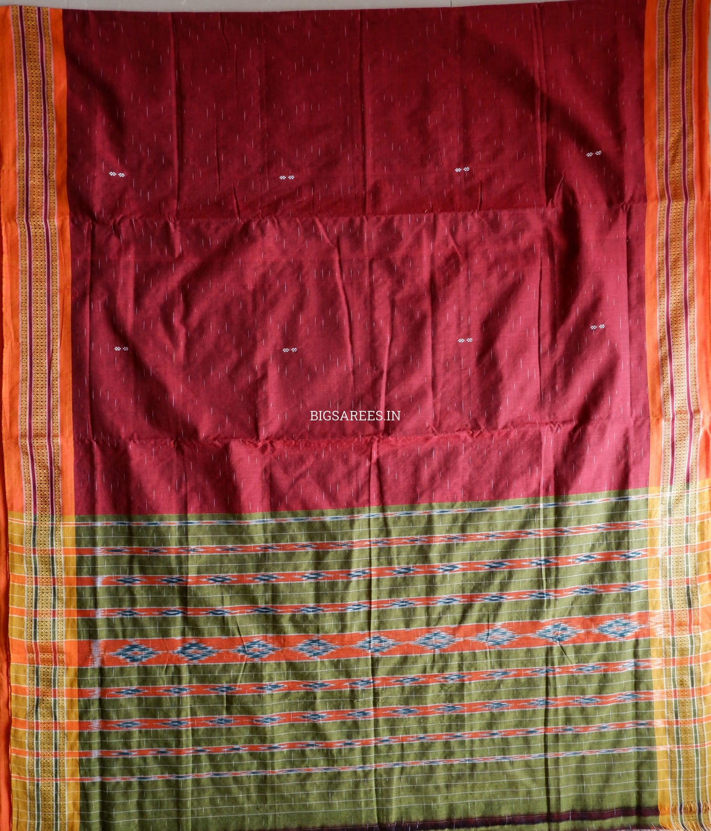 Sambalpuri Ikat Handwoven Saree | Cotton | Maroon