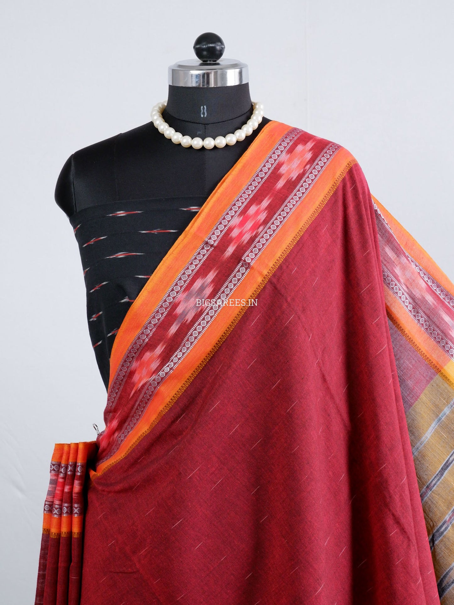 Sambalpuri Ikat Handwoven Saree | Cotton | Maroon
