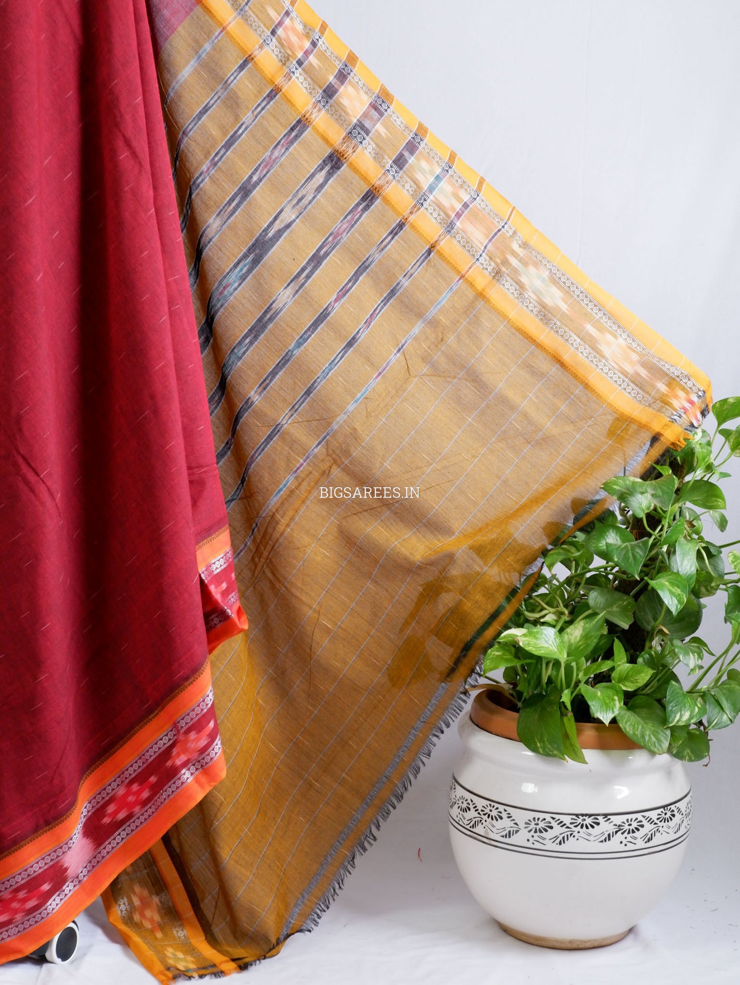 Sambalpuri Ikat Handwoven Saree | Cotton | Maroon