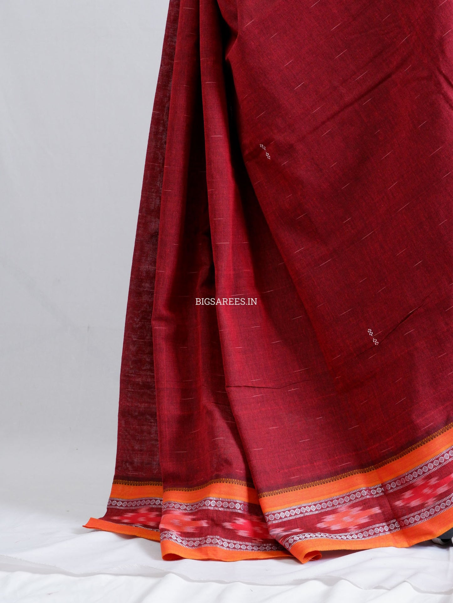 Sambalpuri Ikat Handwoven Saree | Cotton | Maroon