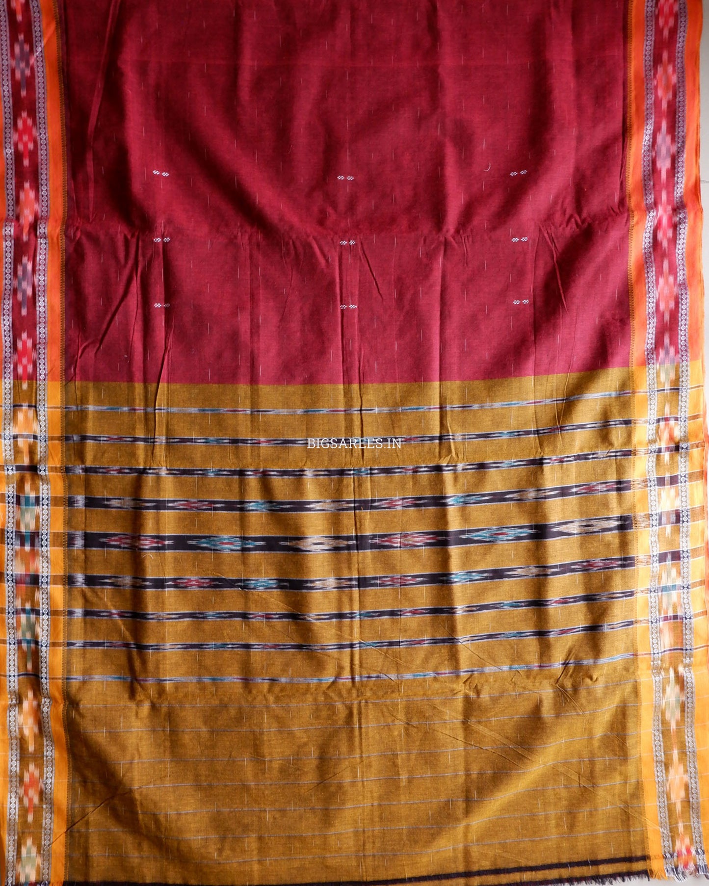 Sambalpuri Ikat Handwoven Saree | Cotton | Maroon