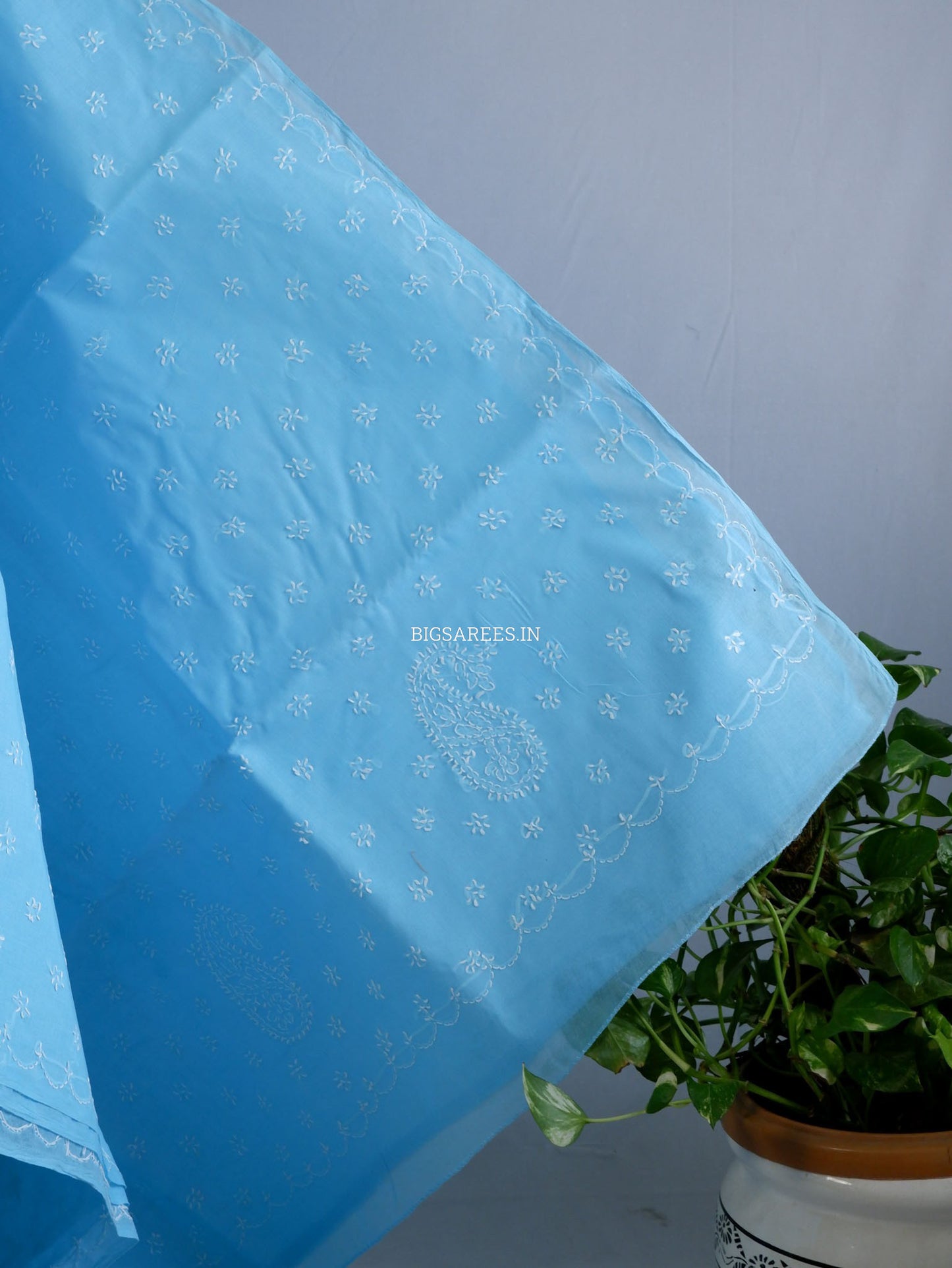 Chikankari Hand-Embroidered Saree | Cotton