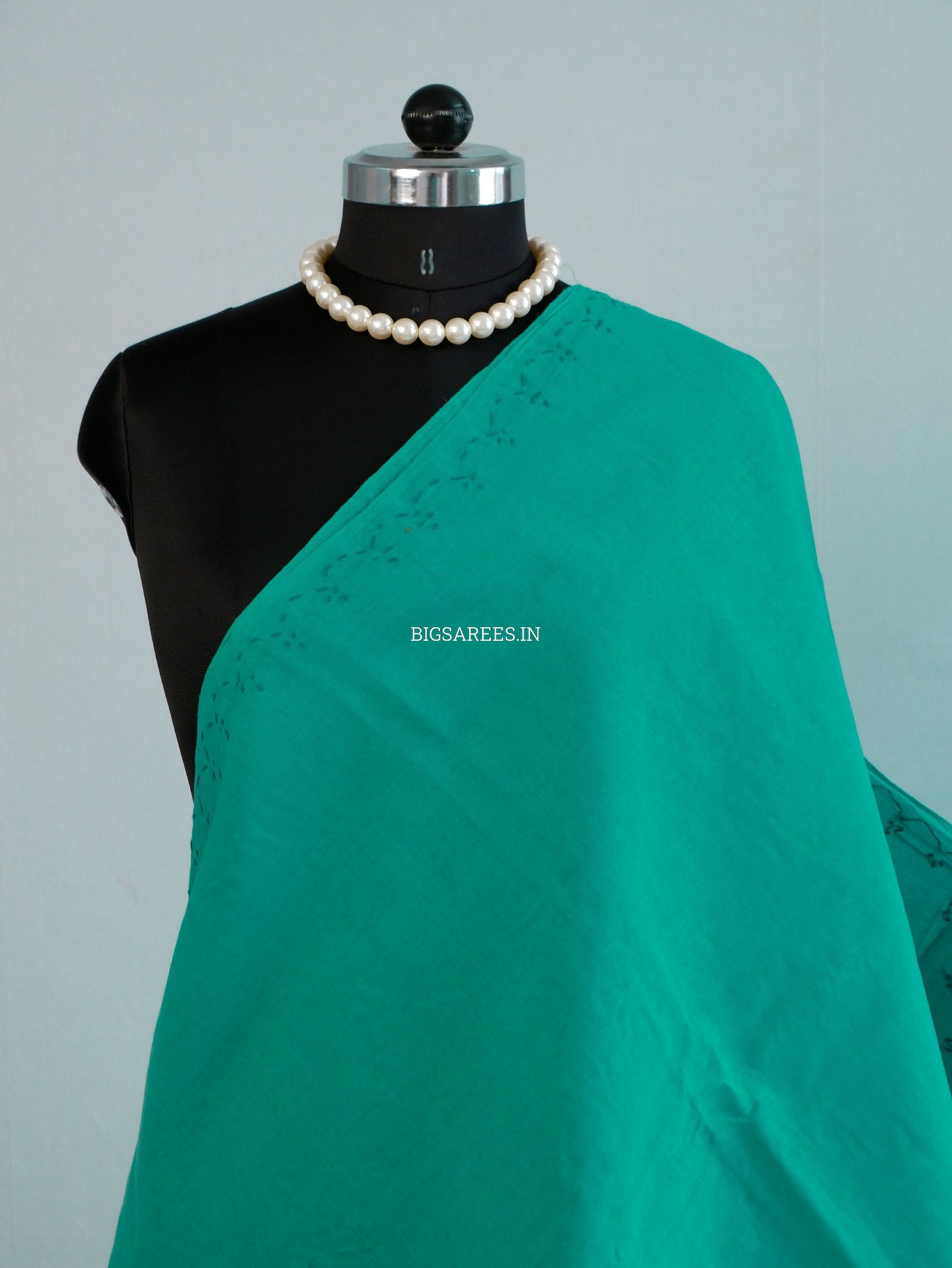 Chikankari Hand-Embroidered Saree | Cotton | Teal