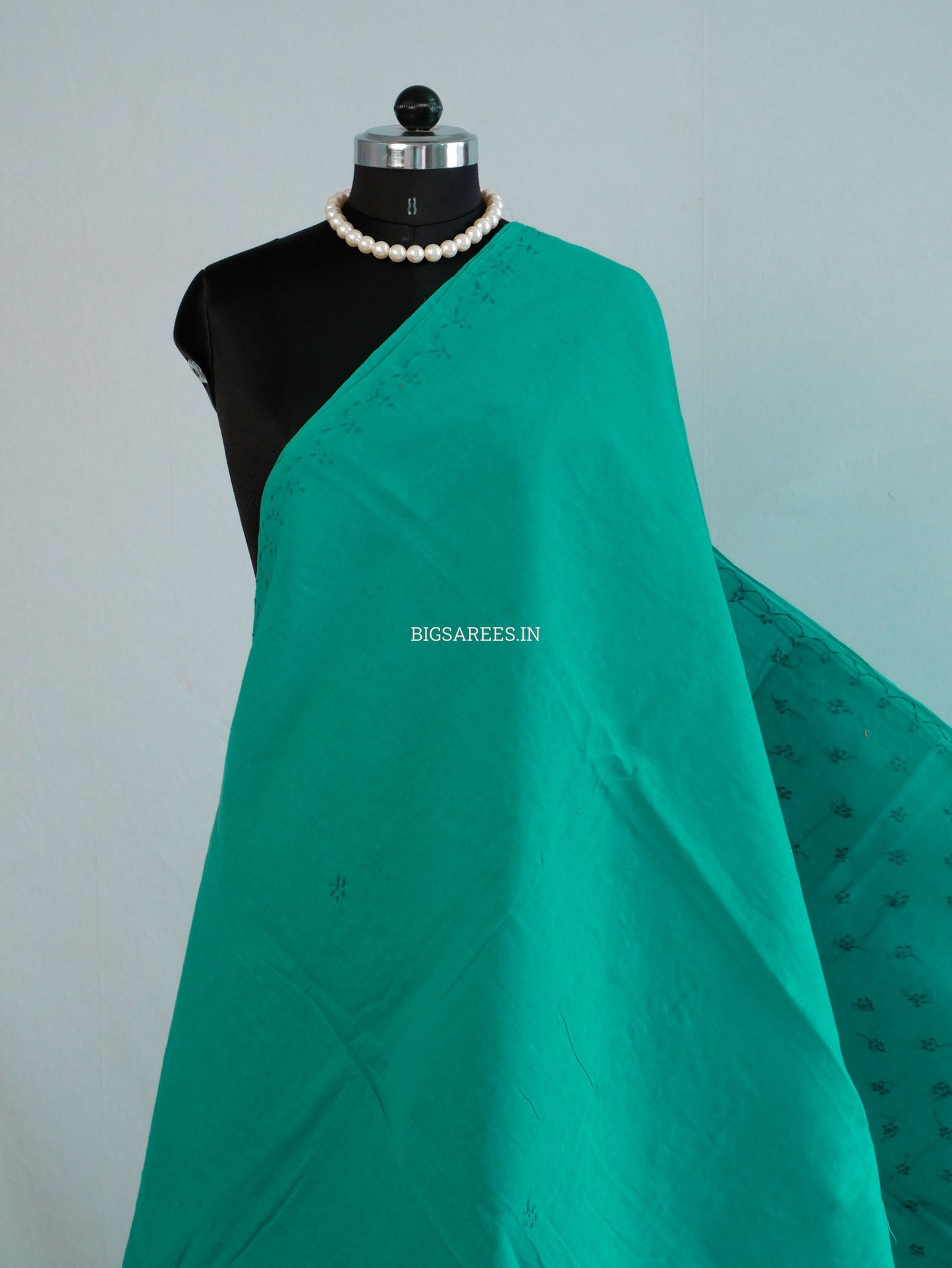 Chikankari Hand-Embroidered Saree | Cotton | Teal