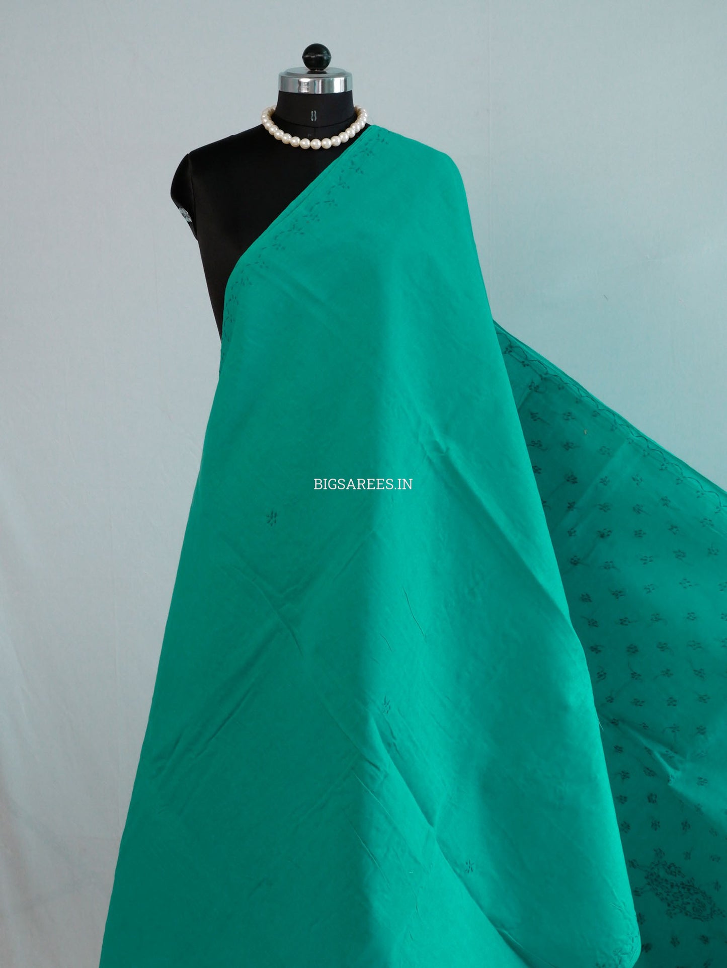 Chikankari Hand-Embroidered Saree | Cotton | Teal