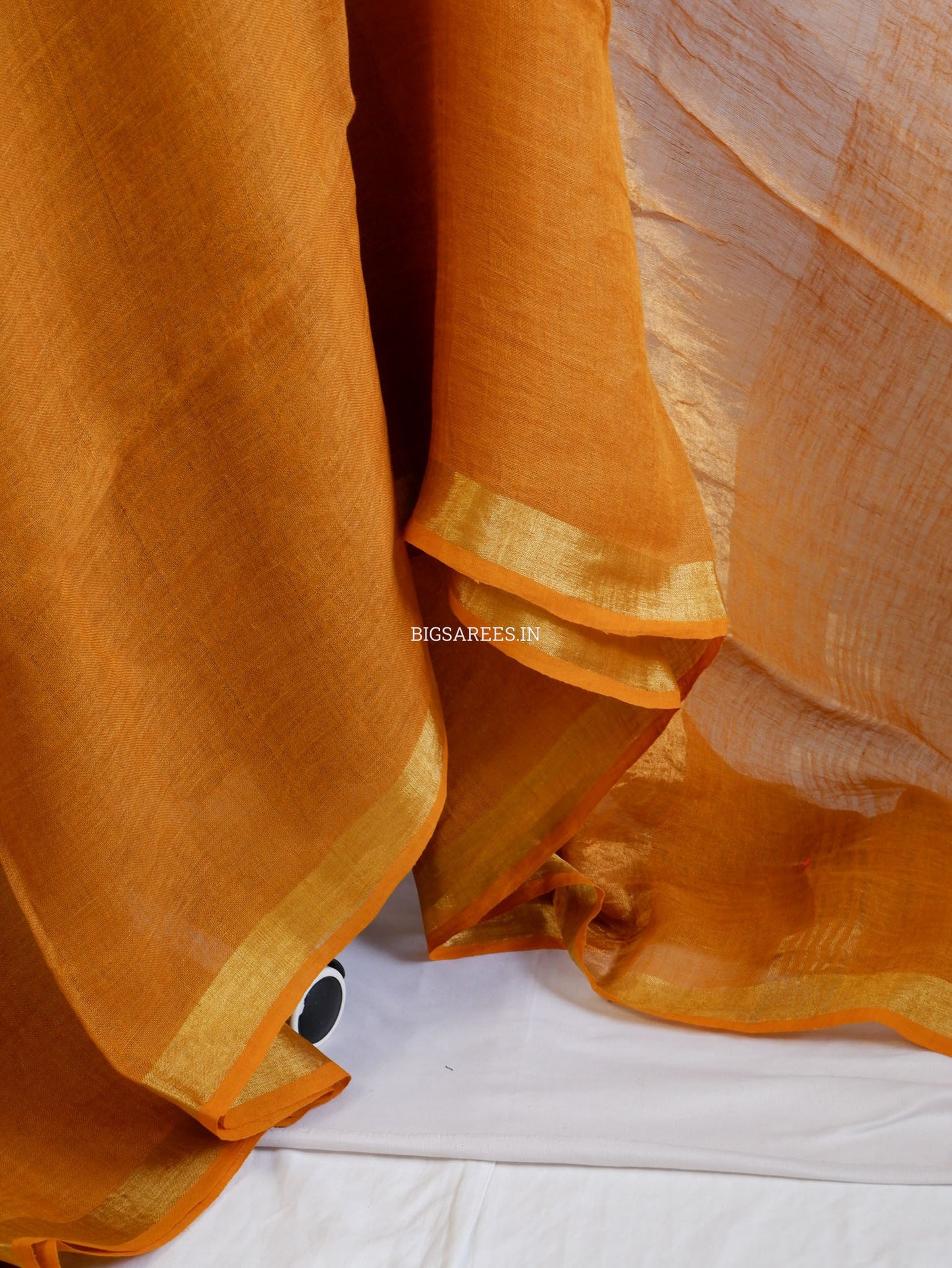 Pure Jayshree Linen Saree | Plain | Mustard