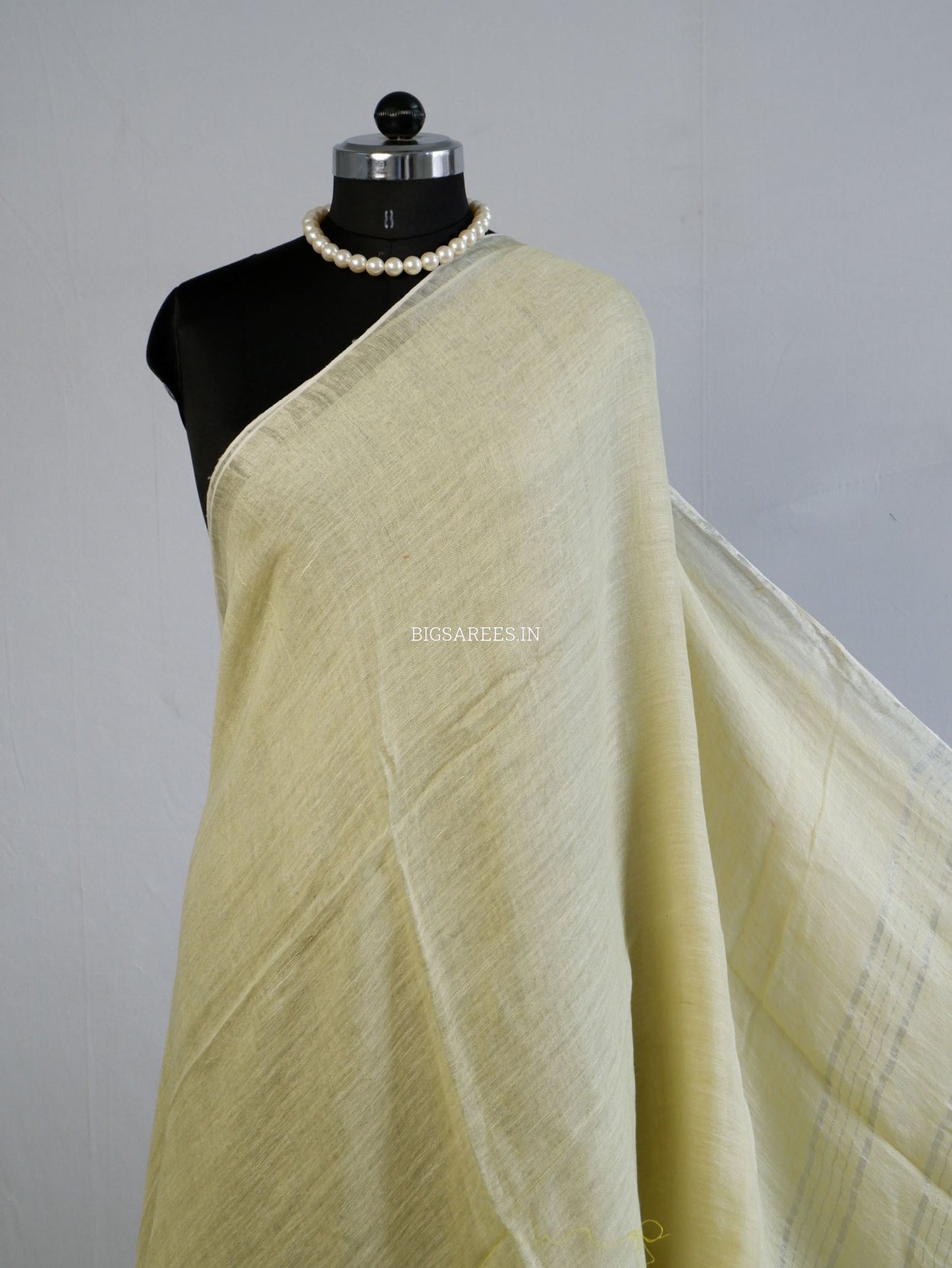 Pure Jayshree Linen Saree | Plain | Lemon Yellow (light)
