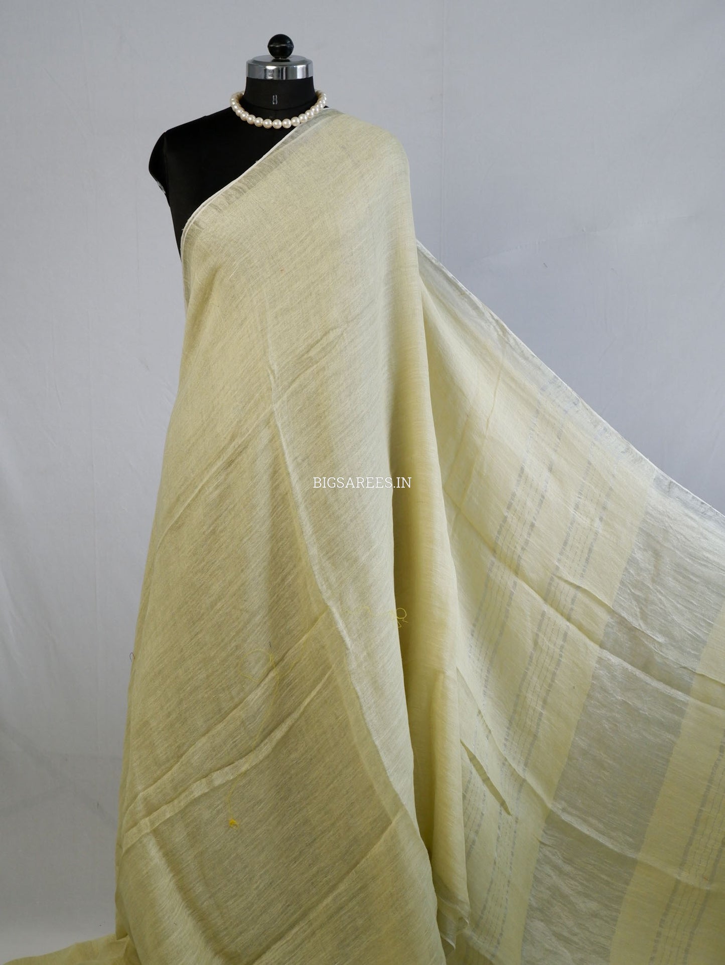 Pure Jayshree Linen Saree | Plain | Lemon Yellow (light)