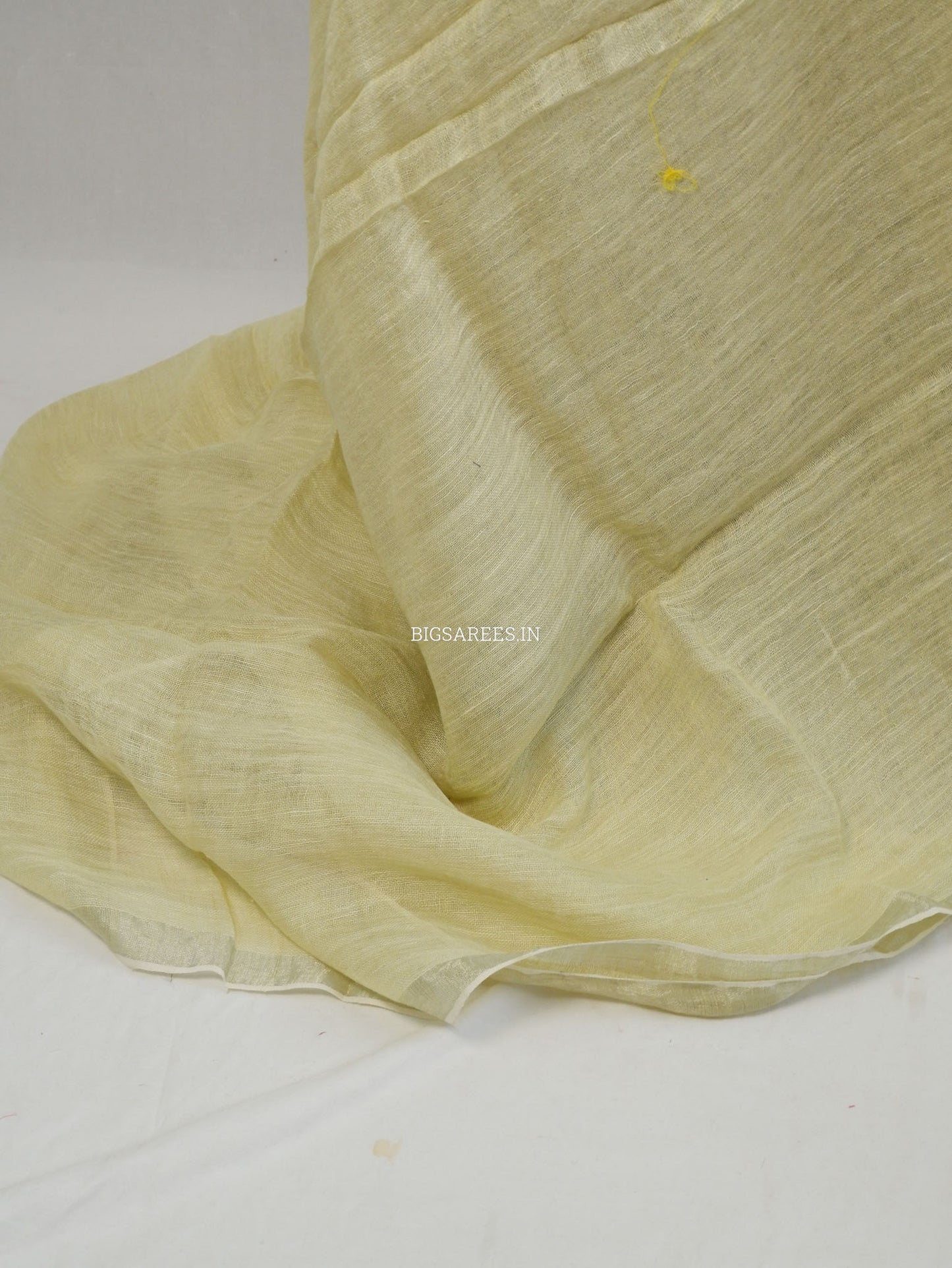 Pure Jayshree Linen Saree | Plain | Lemon Yellow (light)